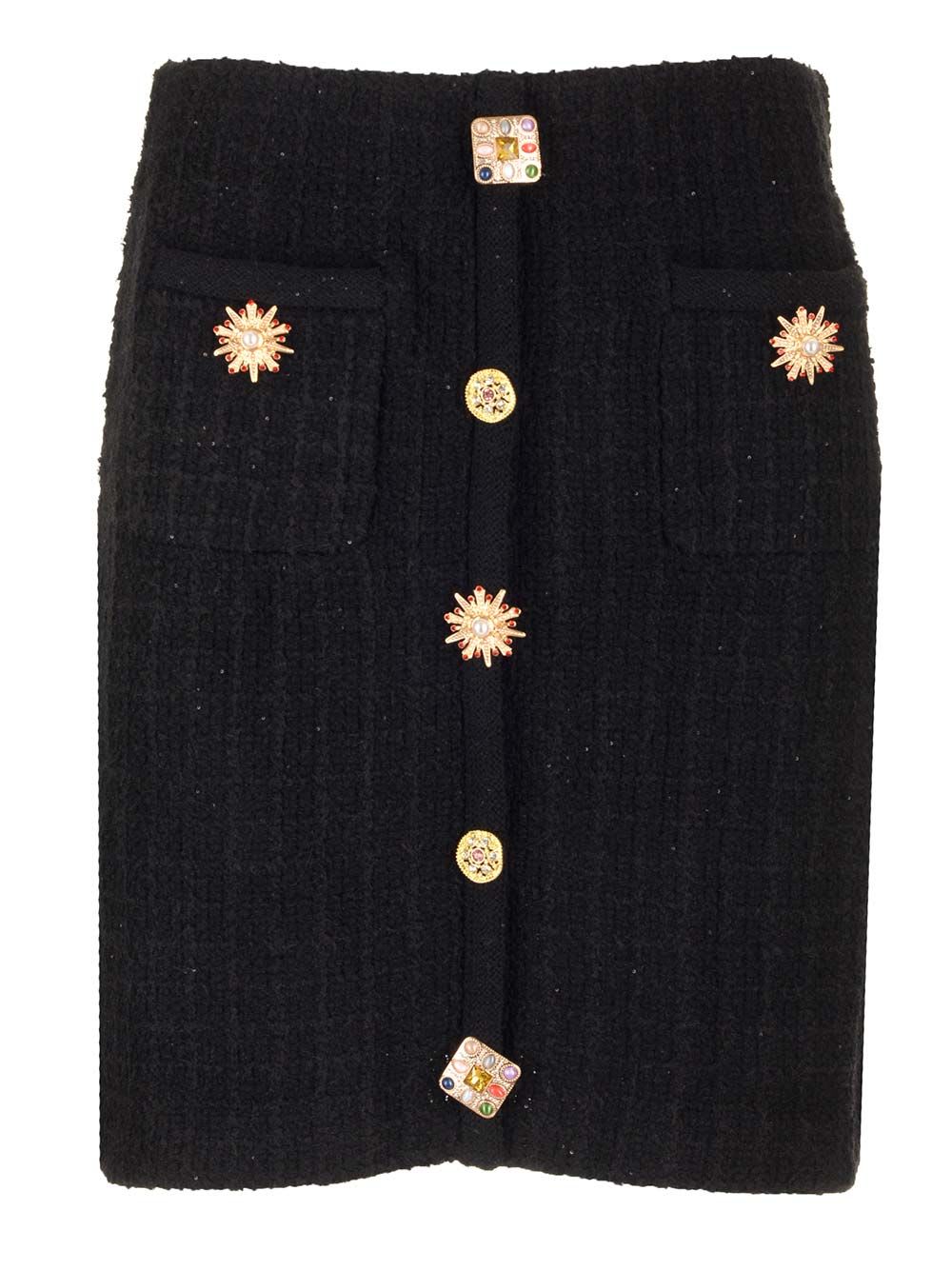 Shop Self-portrait Mini Skirt With Jewel Buttons In Black