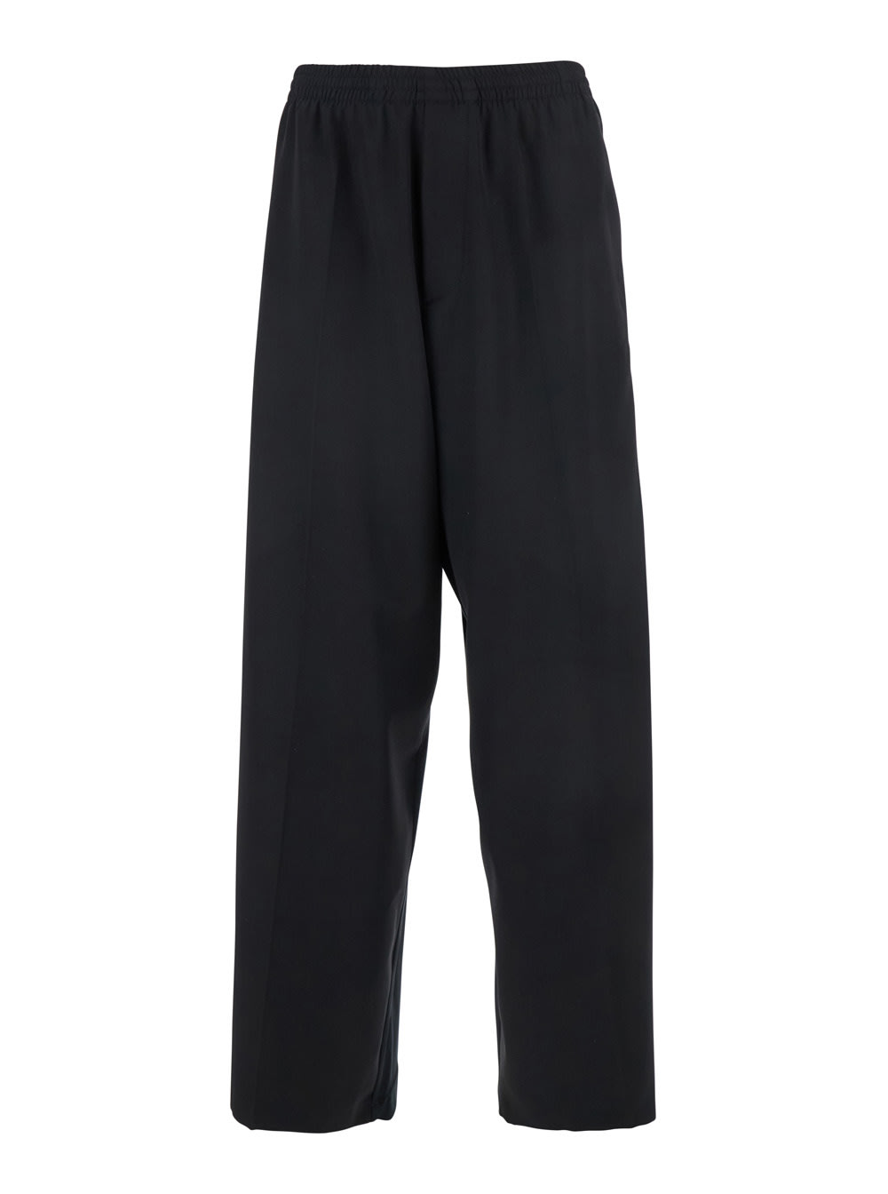 Balenciaga Black Fluid Poplin Large Elastic Trousers In Black