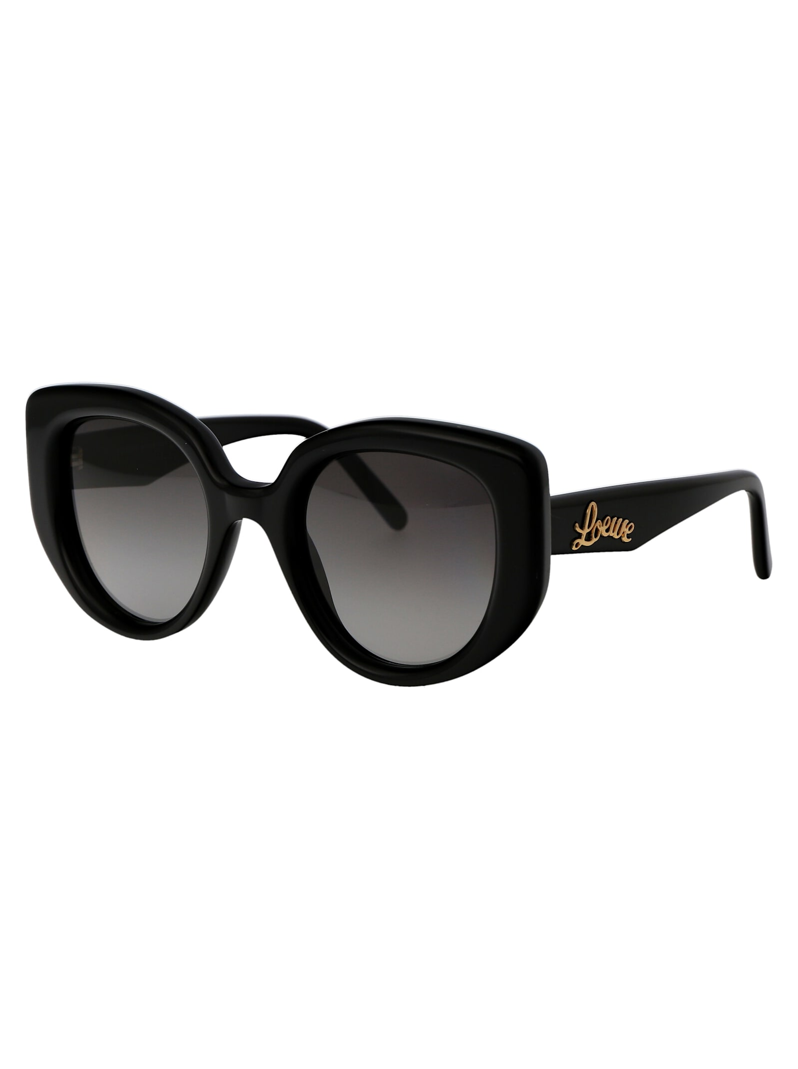 Shop Loewe Lw40100i Sunglasses In 01b Shiny Black / Gradient Smoke