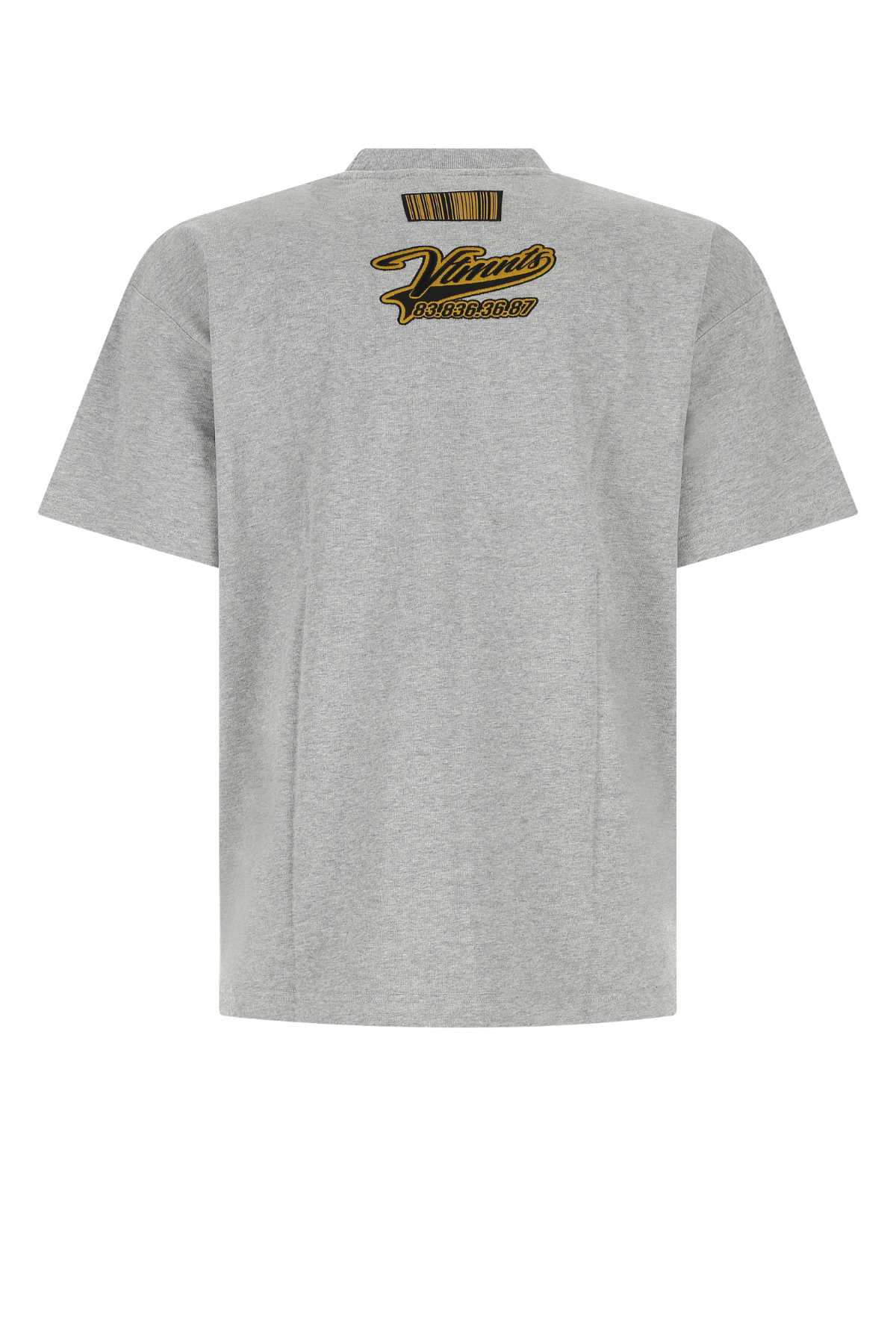 Vtmnts Melange Grey Cotton T-shirt In Greymelange
