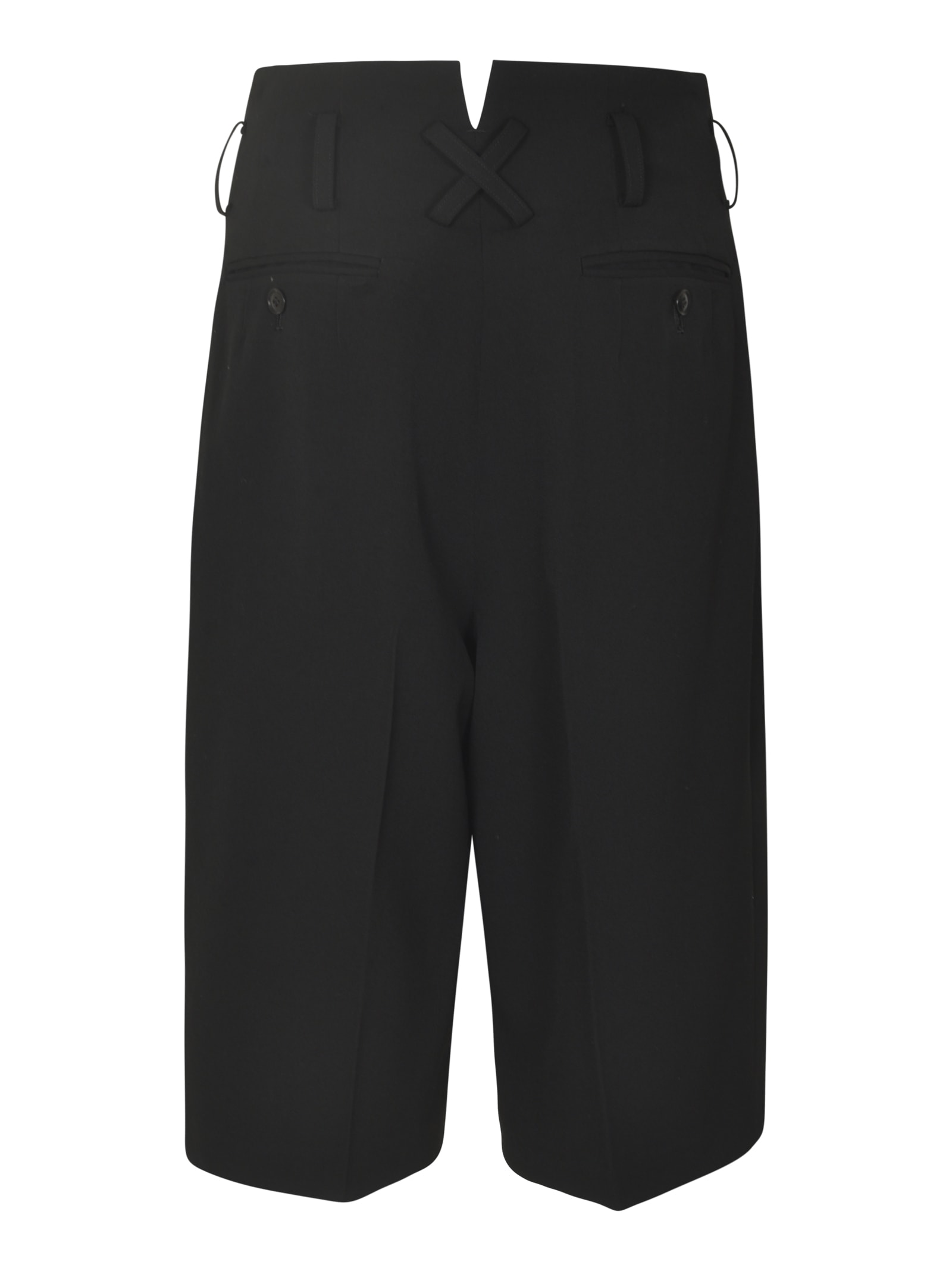 Shop Yohji Yamamoto Plain Trouser Shorts In Black