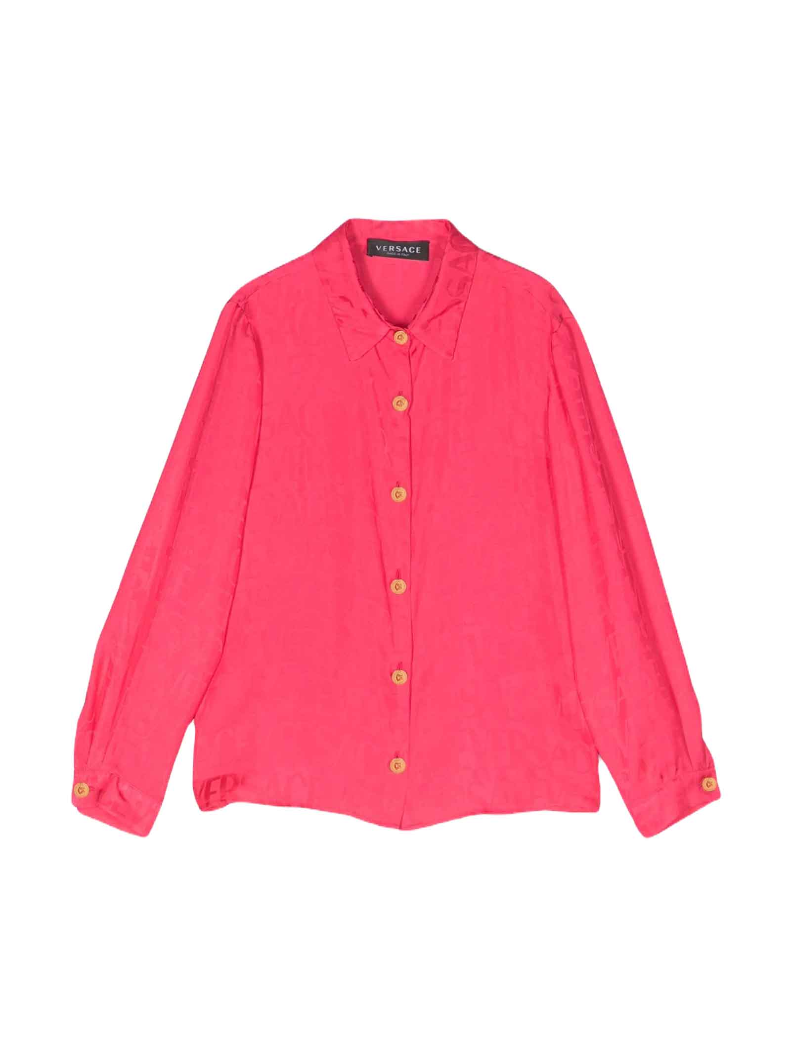 Young Versace Pink Shirt Unisex Kids In Rosa