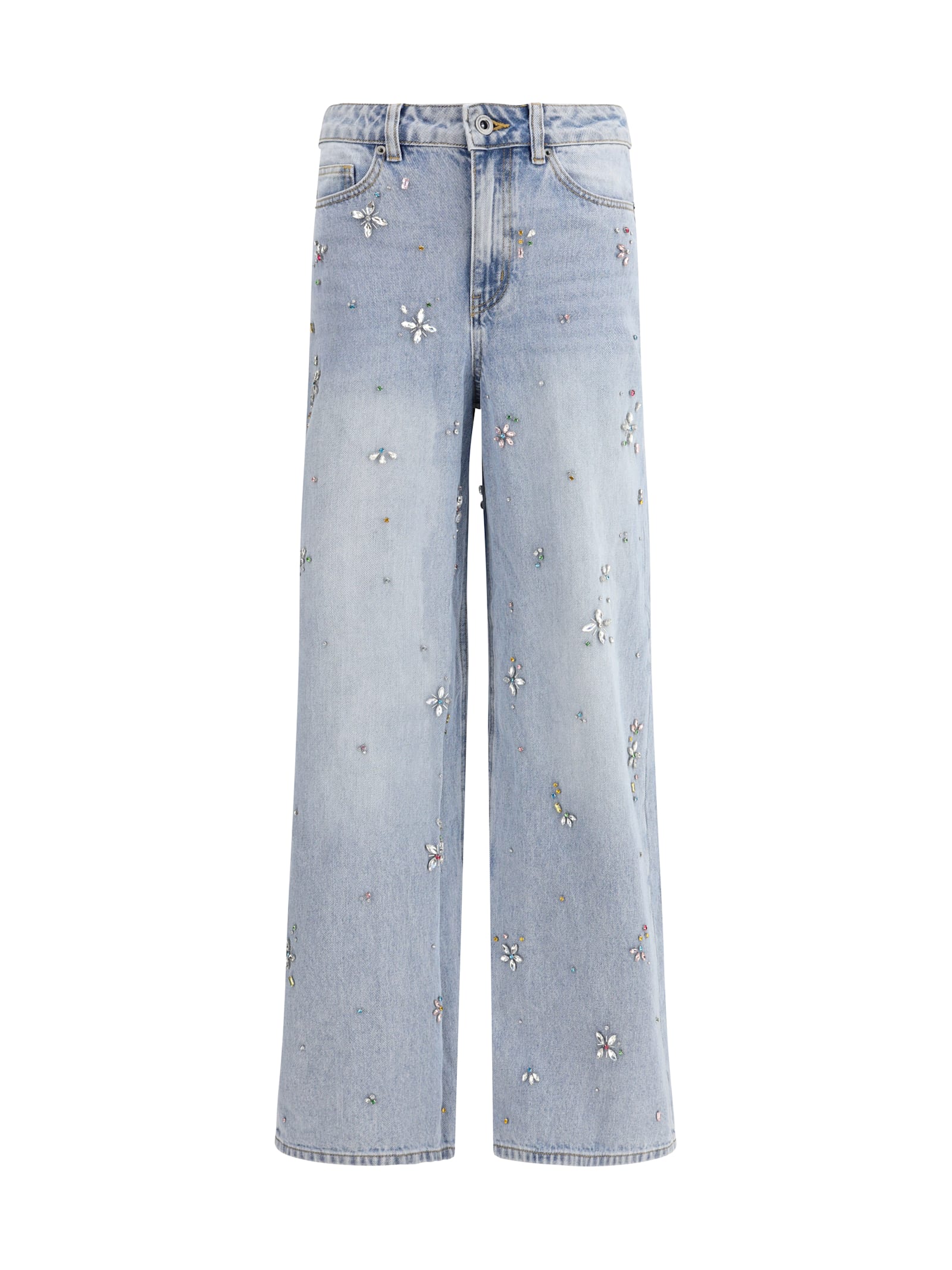 Self-portrait Wide Leg Jeans In Blue