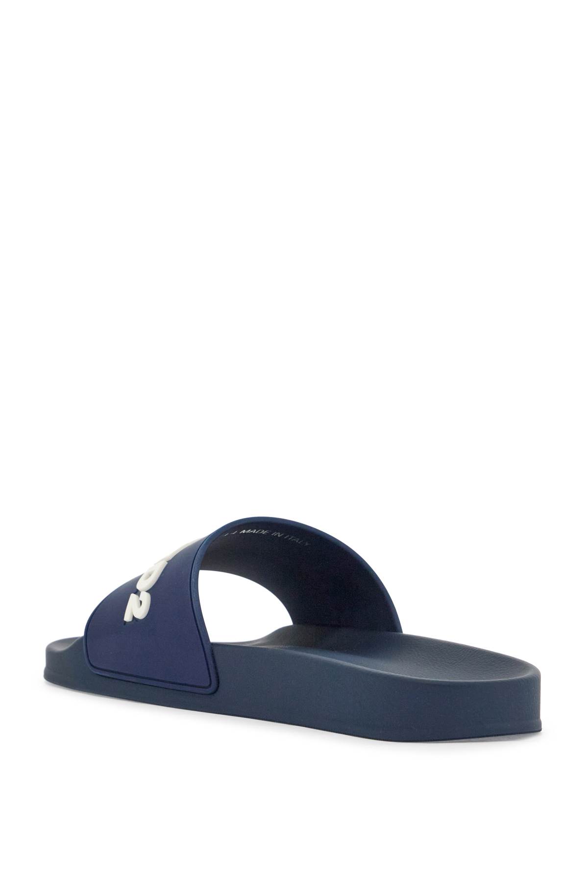 Dsquared2 Navy Blue Polyurethane Slippers With Minimalist Design And Leather Sole Men In Blu Notte (blue)