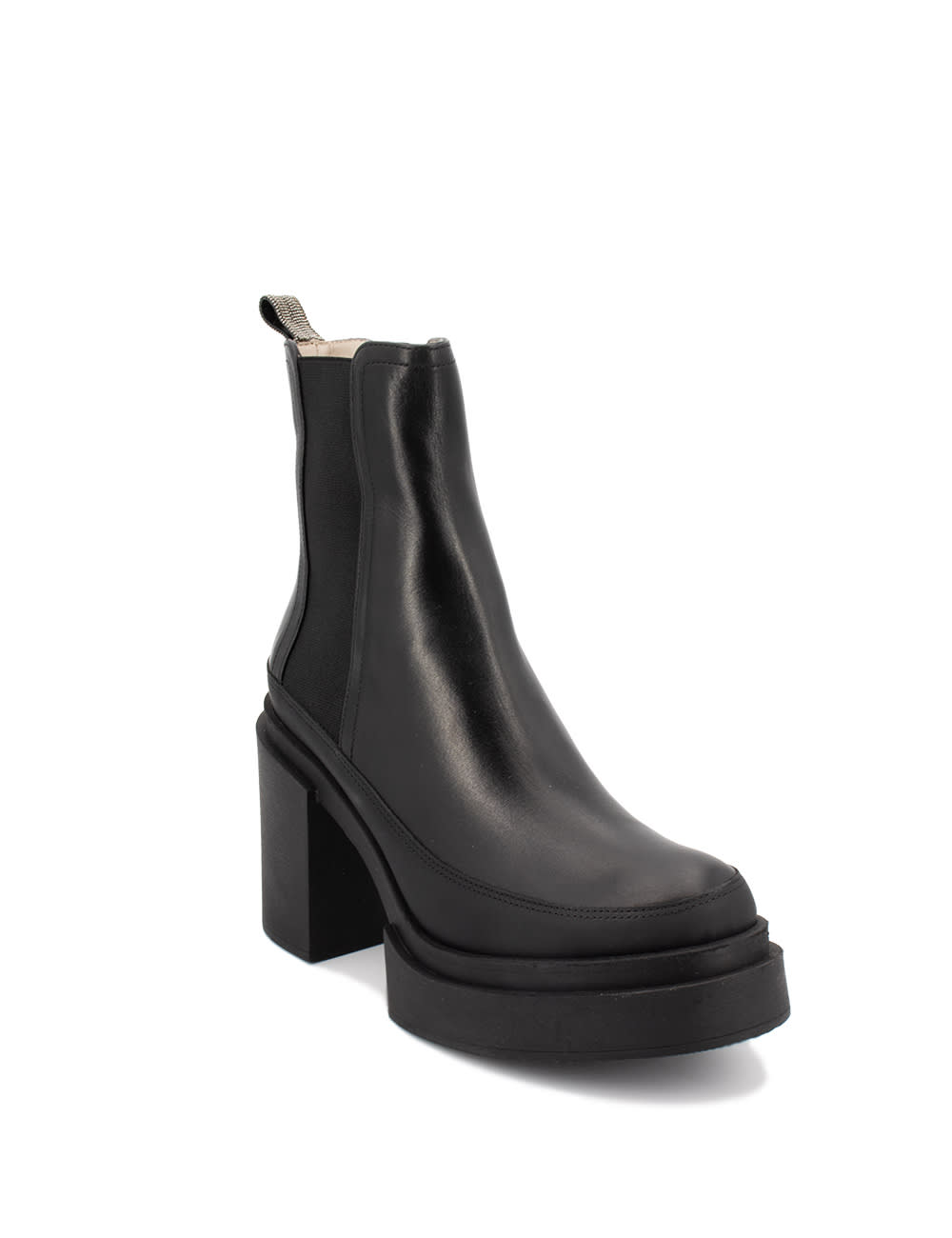 Fabiana Filippi Leather Ankle Boots In Nero