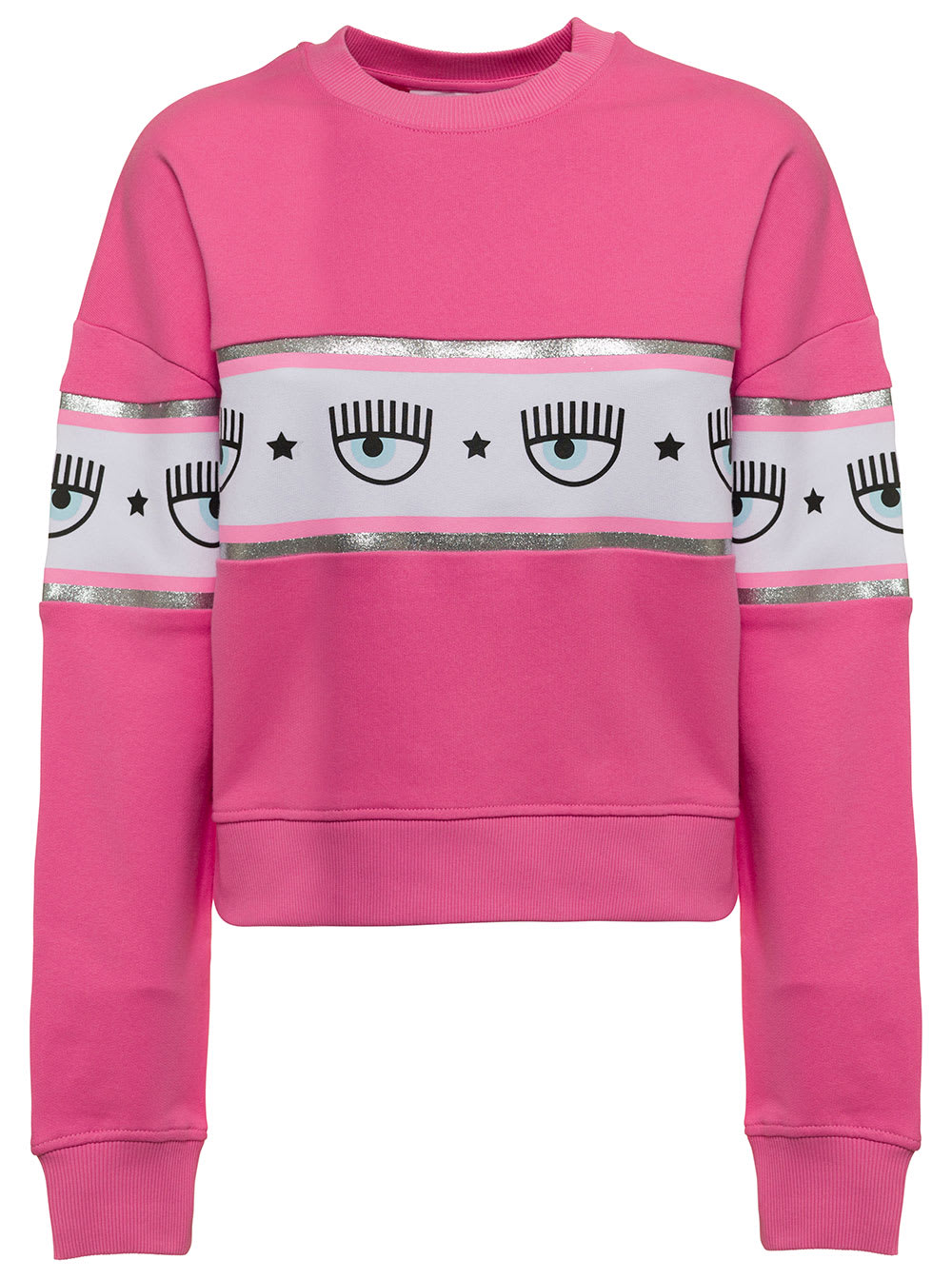 Pink Jersey Sweatshirt With Chiara Ferragni Woman Maxilogomania Print