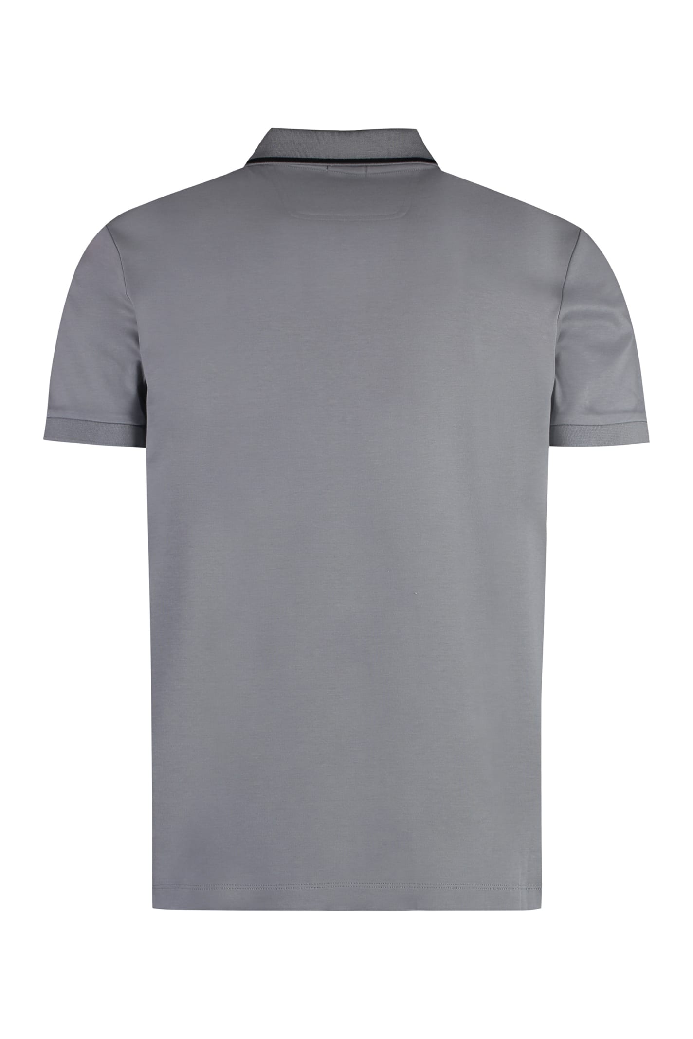 Shop Hugo Boss Short Sleeve Cotton Polo Shirt In Grey
