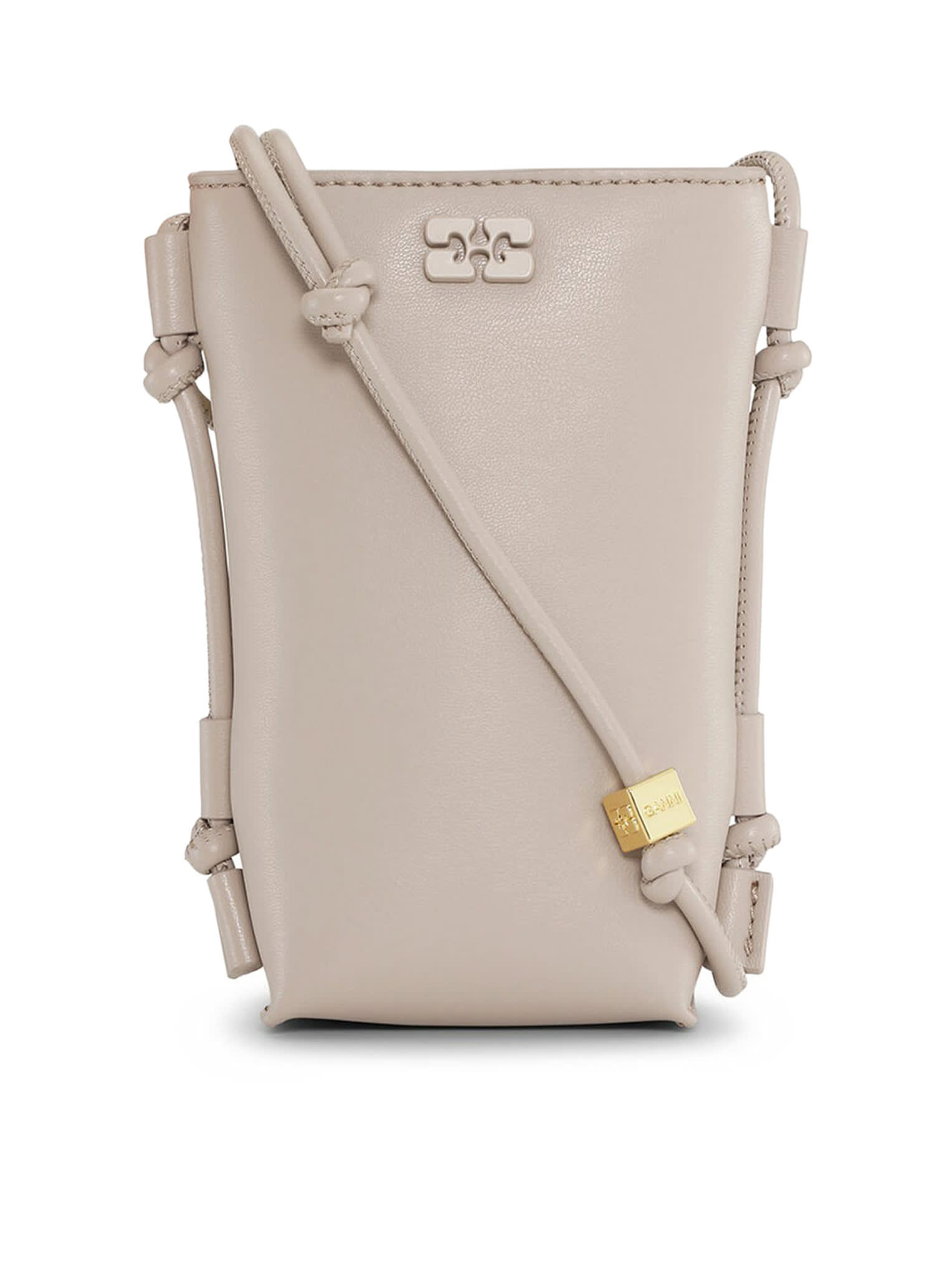 Shop Ganni Shoulder Bag With Logo In Oyster Gray