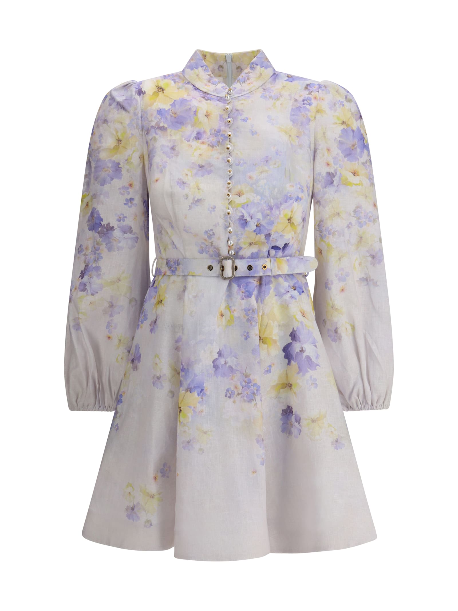 Zimmermann Crush Buttoned Mini Dress In Multi