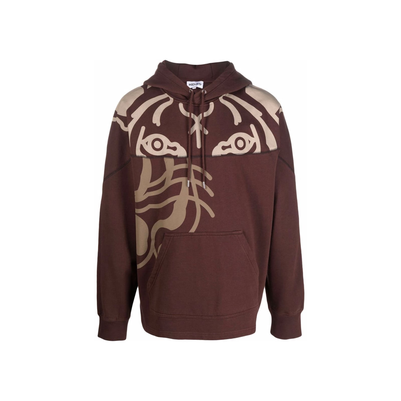 Tiger-print Pullover Hoodie Sweatshirt