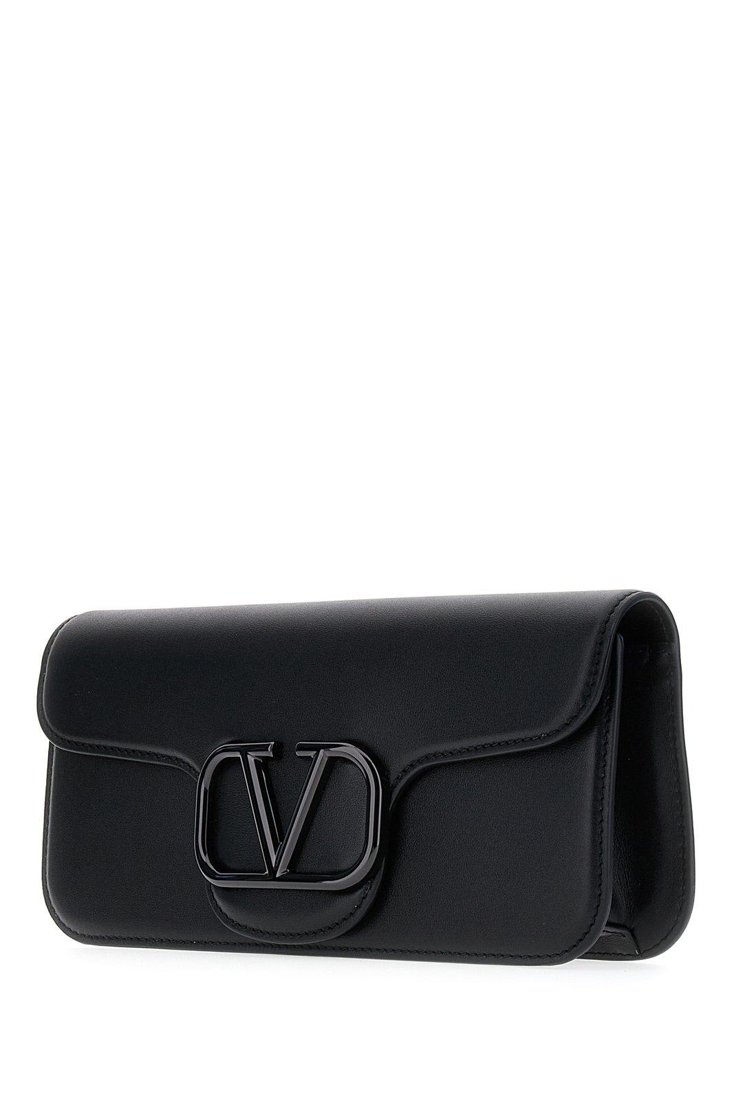 Shop Valentino Vlogo Plaque Strapped Shoulder Bag In Black