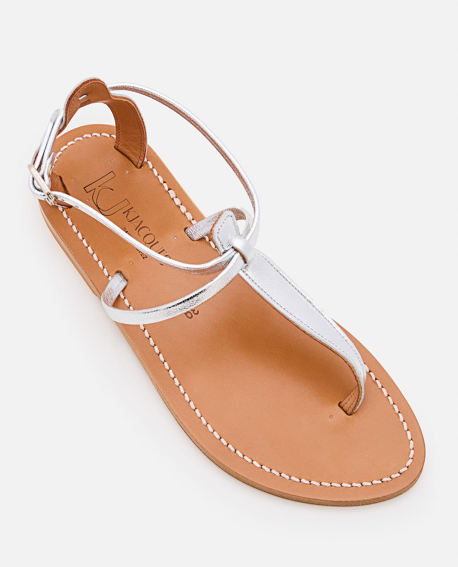 Kjacques K Jacques St Tropez Buffon Leather Sandal In Silver