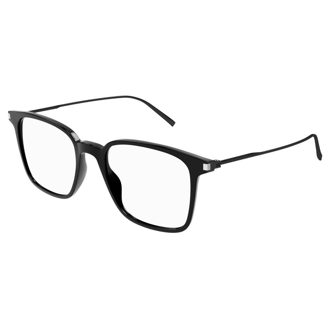 Saint Laurent Square Frame Glasses In 001 Black Black Transpare