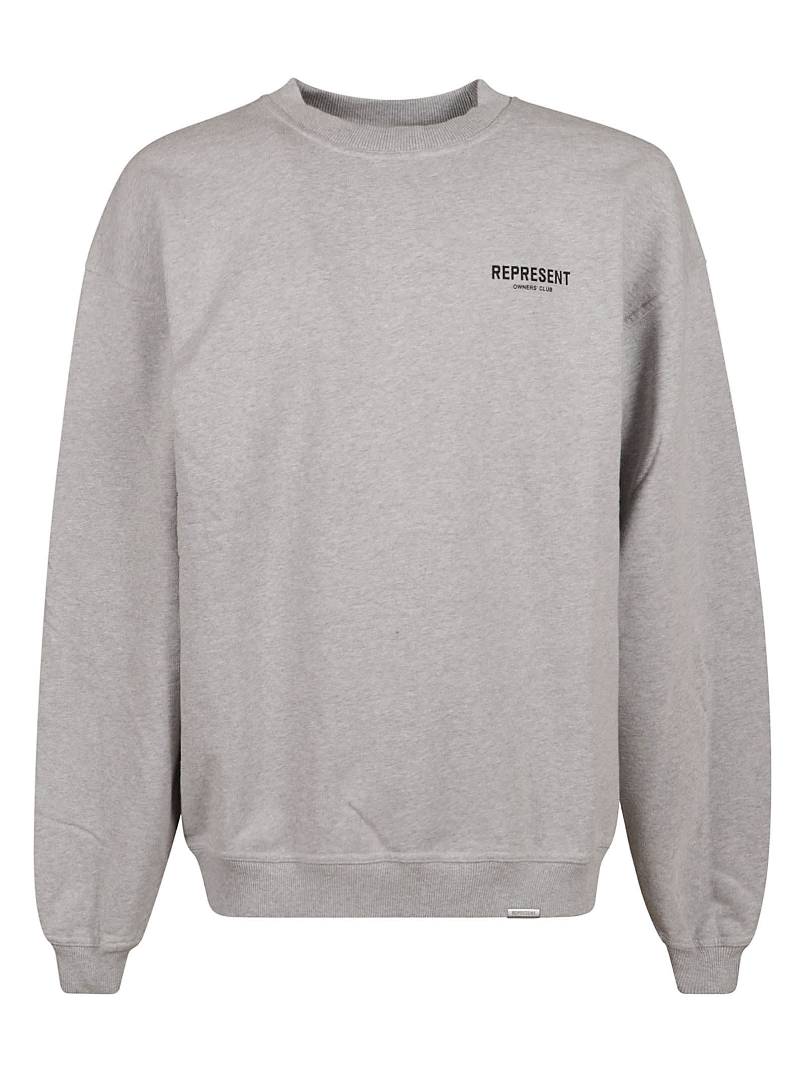 Represent Logo Back Sweatshirt In Ash Grey/black