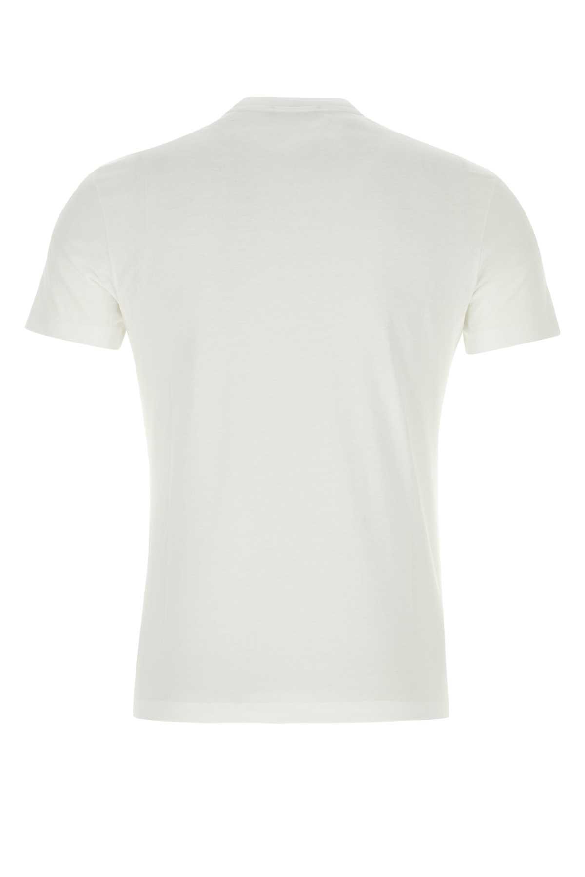 Shop Versace White Cotton T-shirt In 1w000