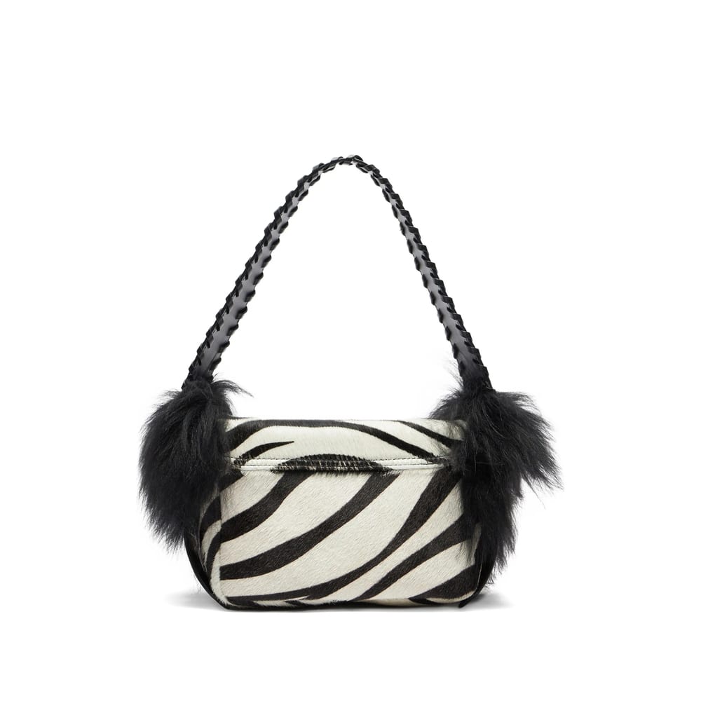 Blumarine Zebra Print Shoulder Bag In Black