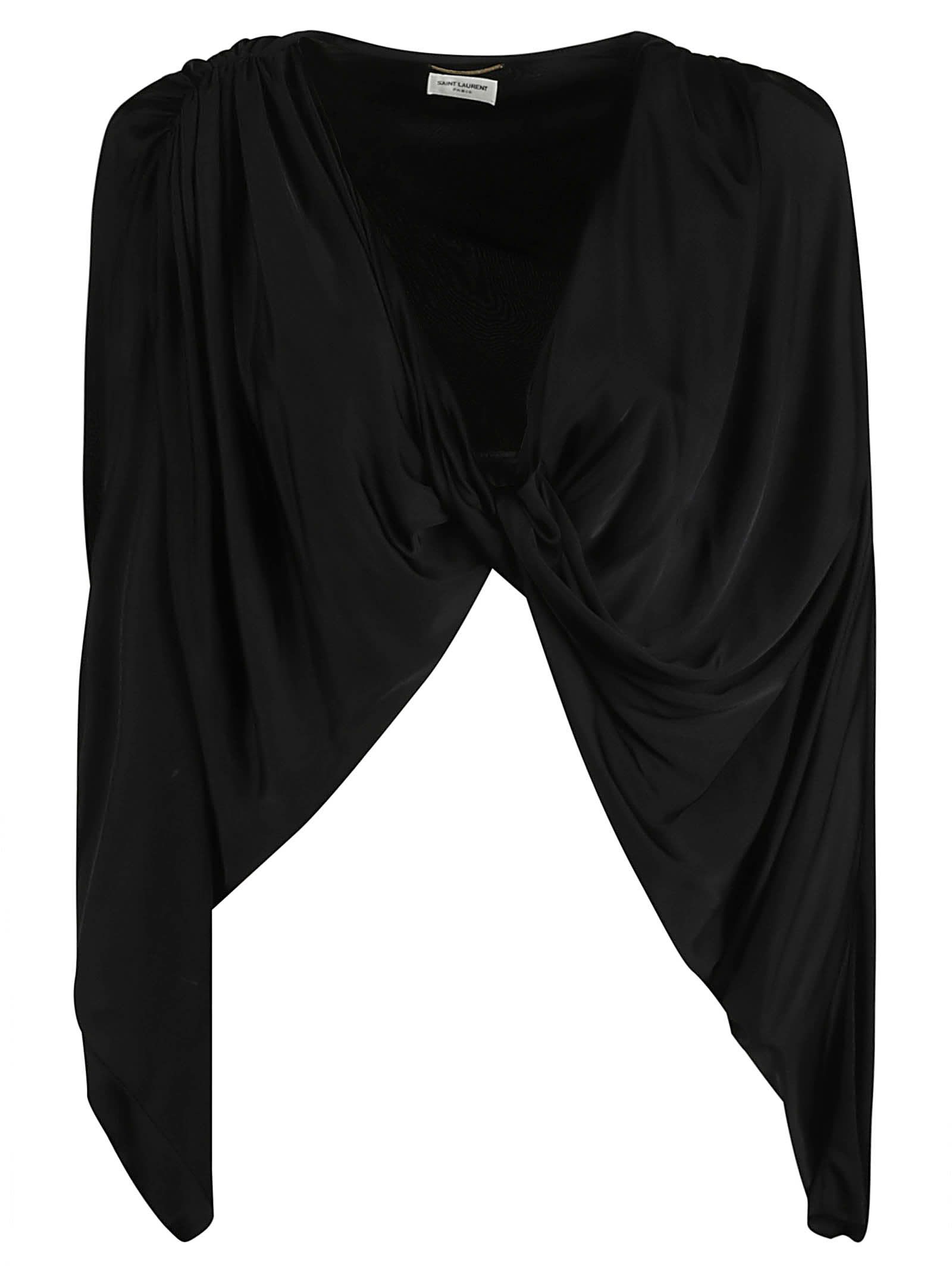 Shop Saint Laurent Cropped Blouse In Black