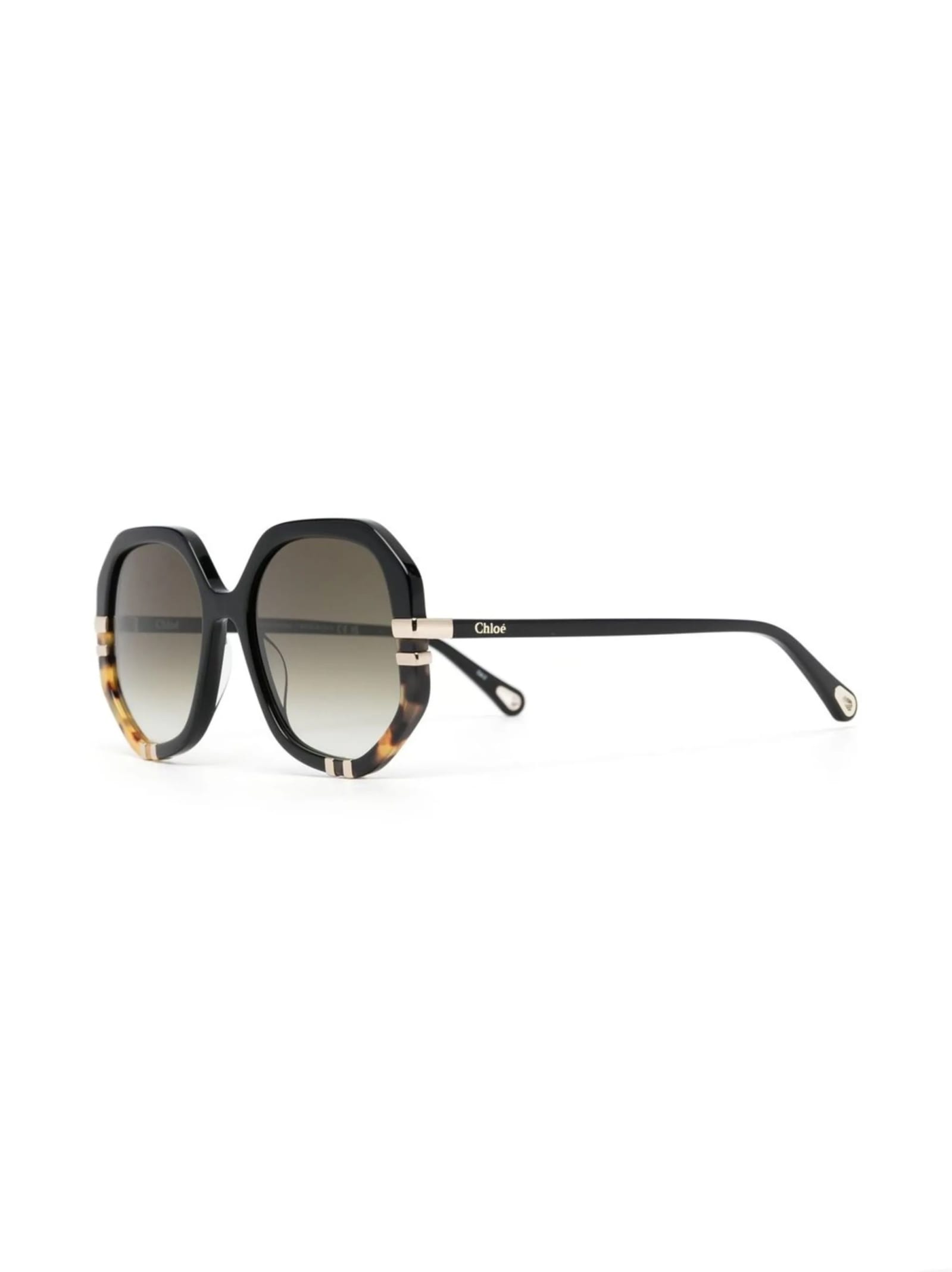 Shop Chloé West Sunglasses In Black/green