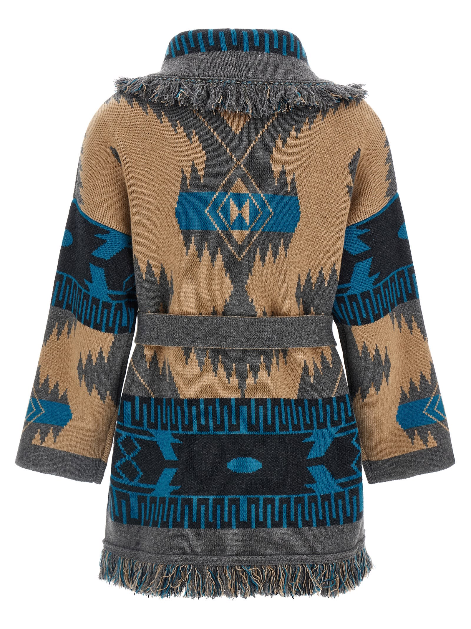 Alanui Shawl Collar Knit Cardigan With Fringe In Multi