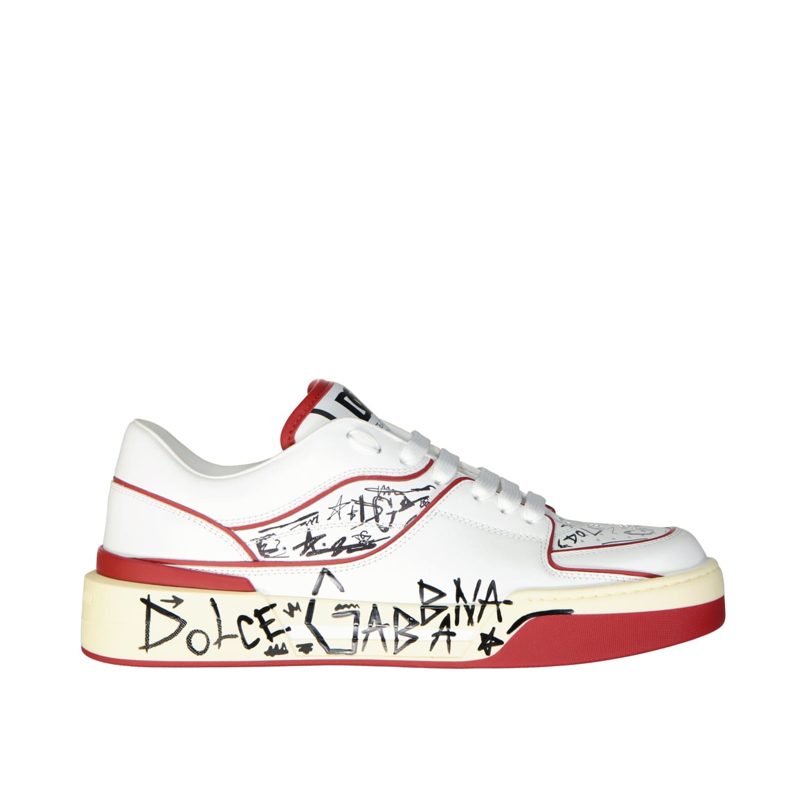 DOLCE & GABBANA PRINTED LEATHER SNEAKERS
