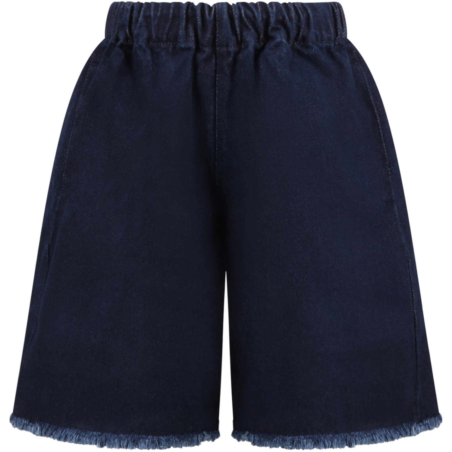 Marques' Almeida Kids' Blue Shorts For Girl With Logo Patch In Denim