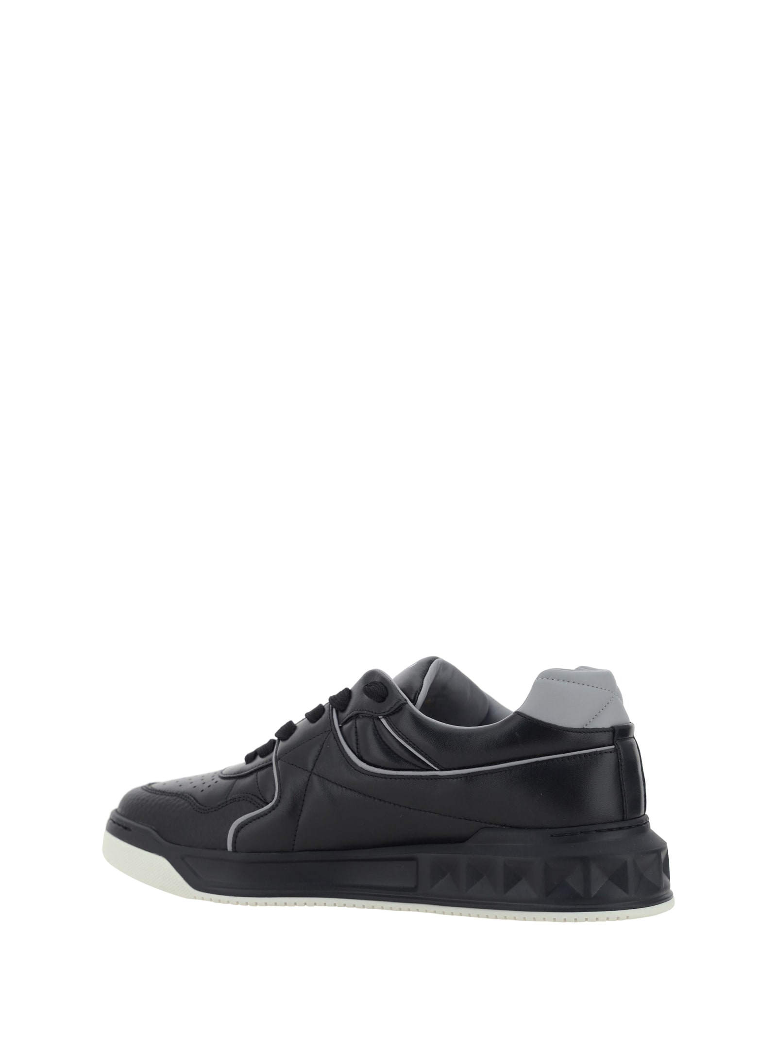 Shop Valentino One Stud Sneakers In Nero-pastel Grey/nero/nero/nero-bianco