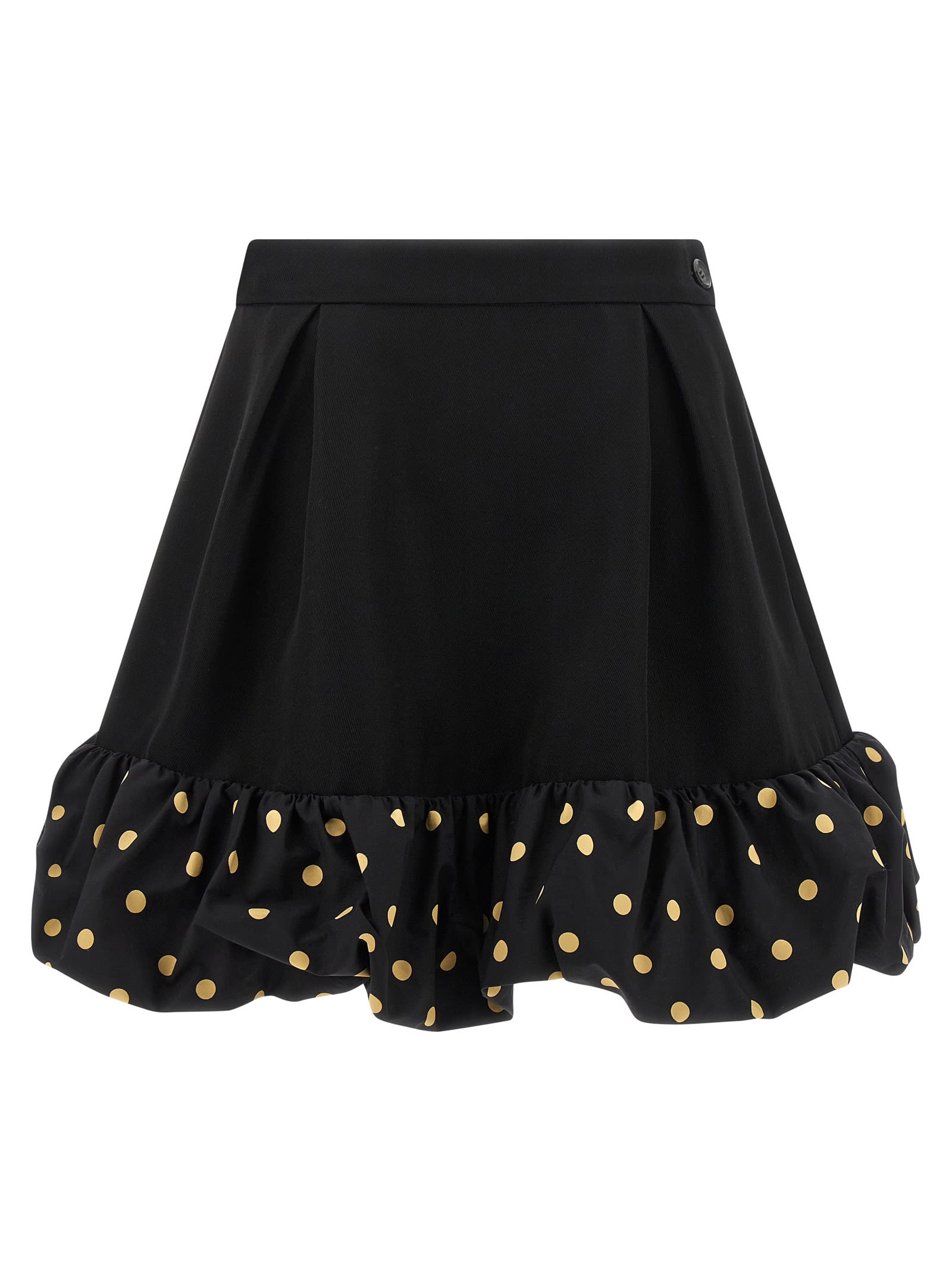 Moschino Polka Dots Wool Blend Diagonal Miniskirt In Black