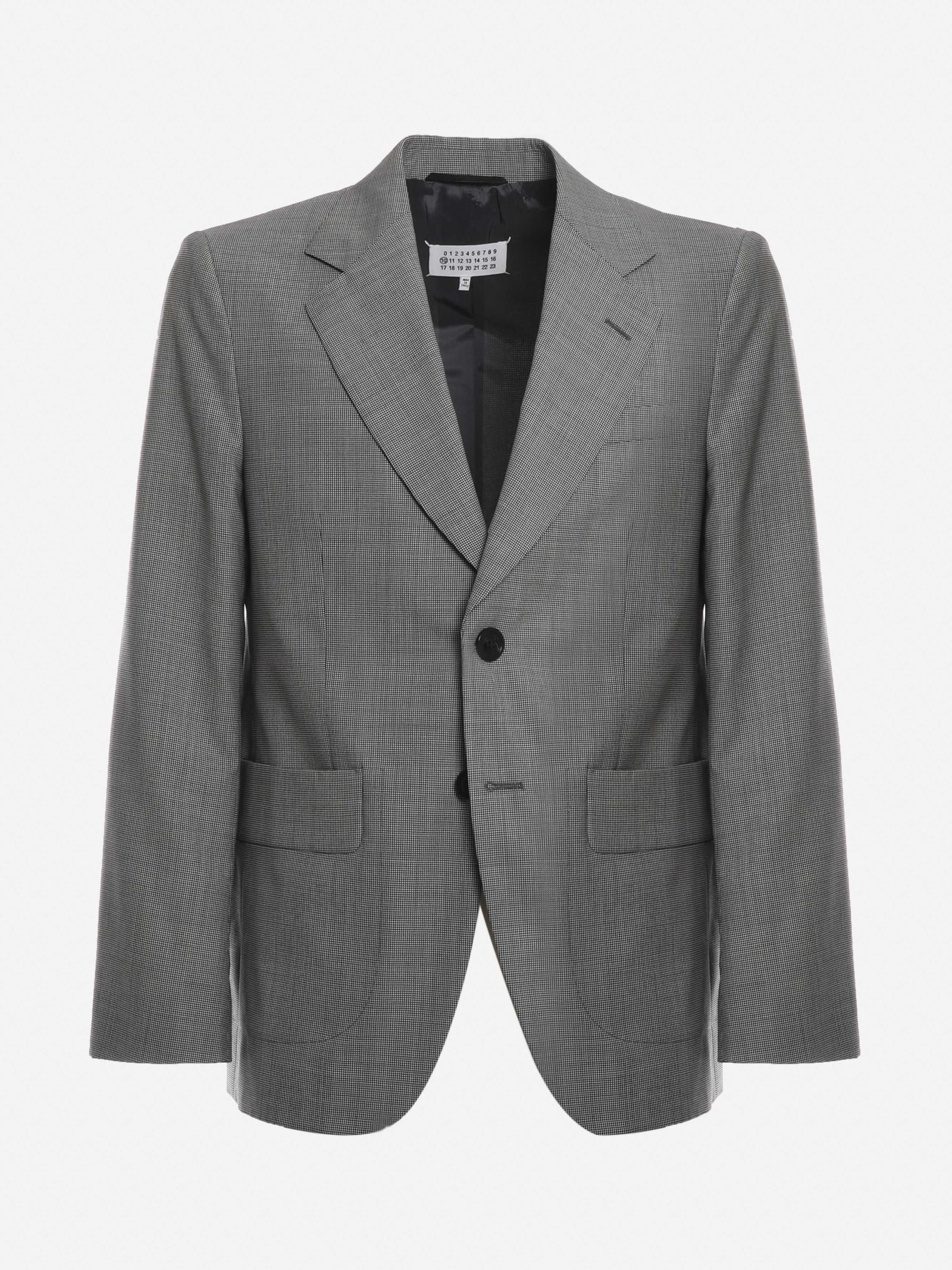 Maison Margiela Suit In Mini Houndstooth Made Of Wool In Black, White