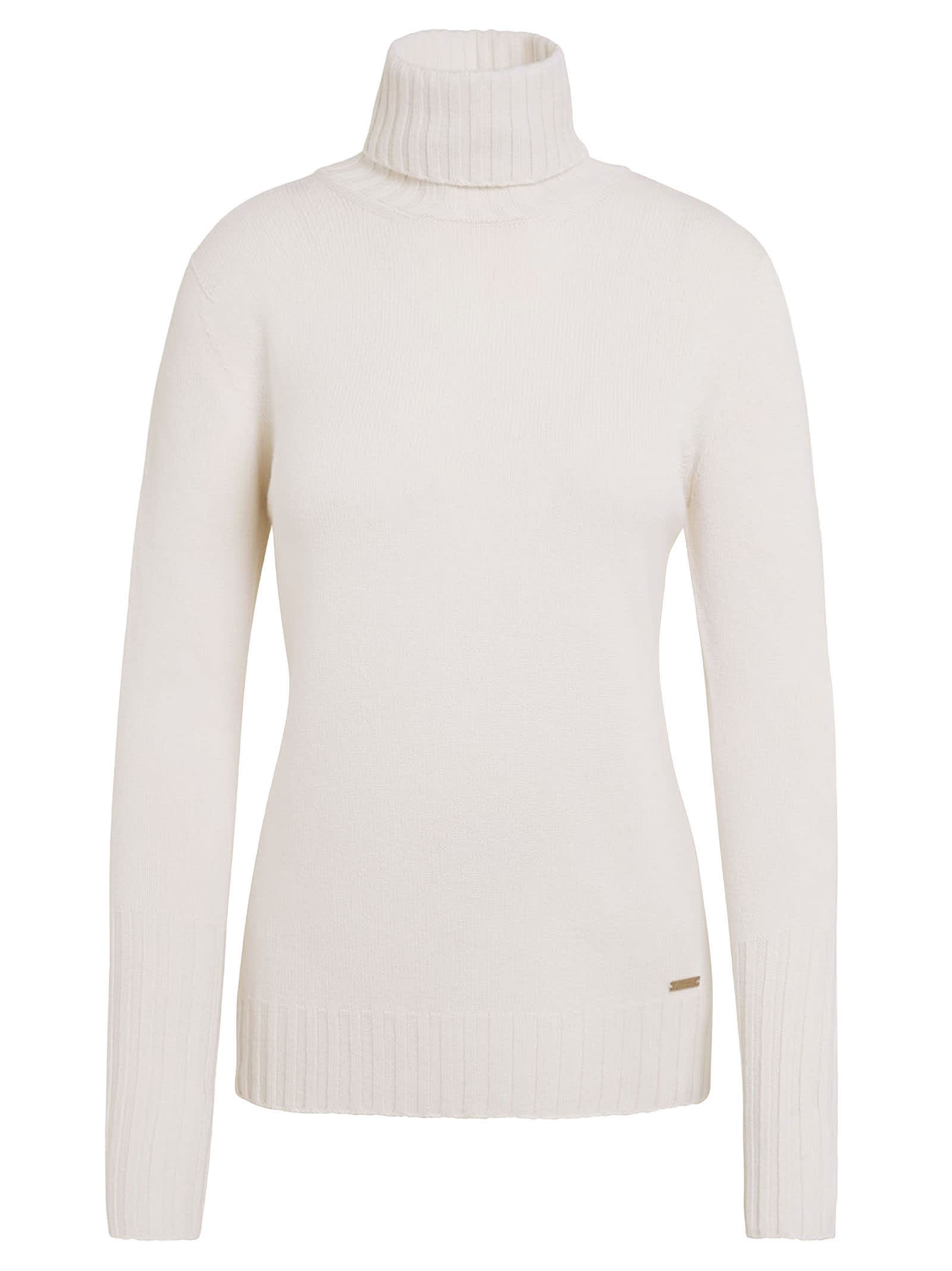 Shop Kiton Sweater High Neck Cashmere In Optical White