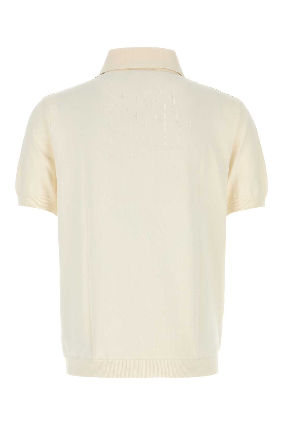 Missoni Ivory Cotton Polo Shirt In Multicolorwithwhite