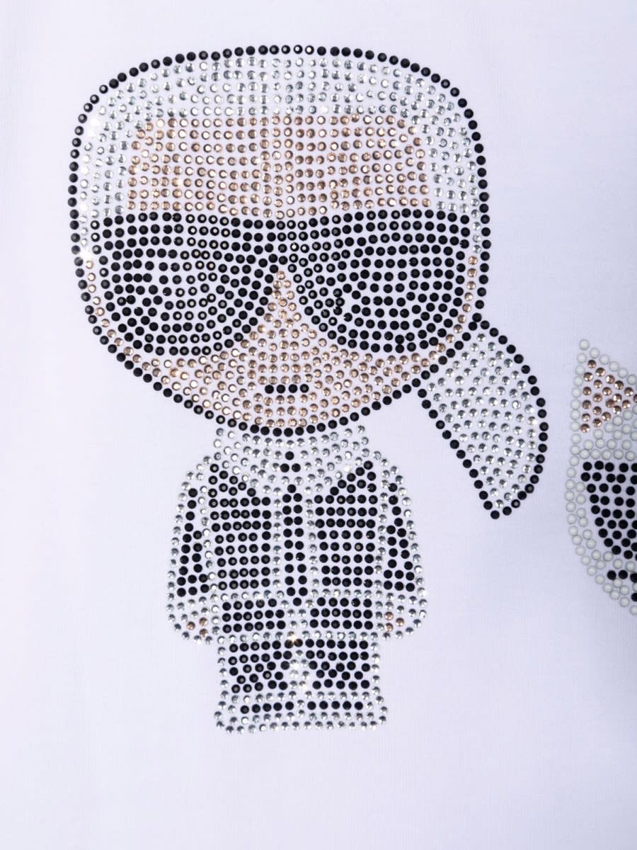 Shop Karl Lagerfeld T-shirt Karl & Choupette Con Strass In White