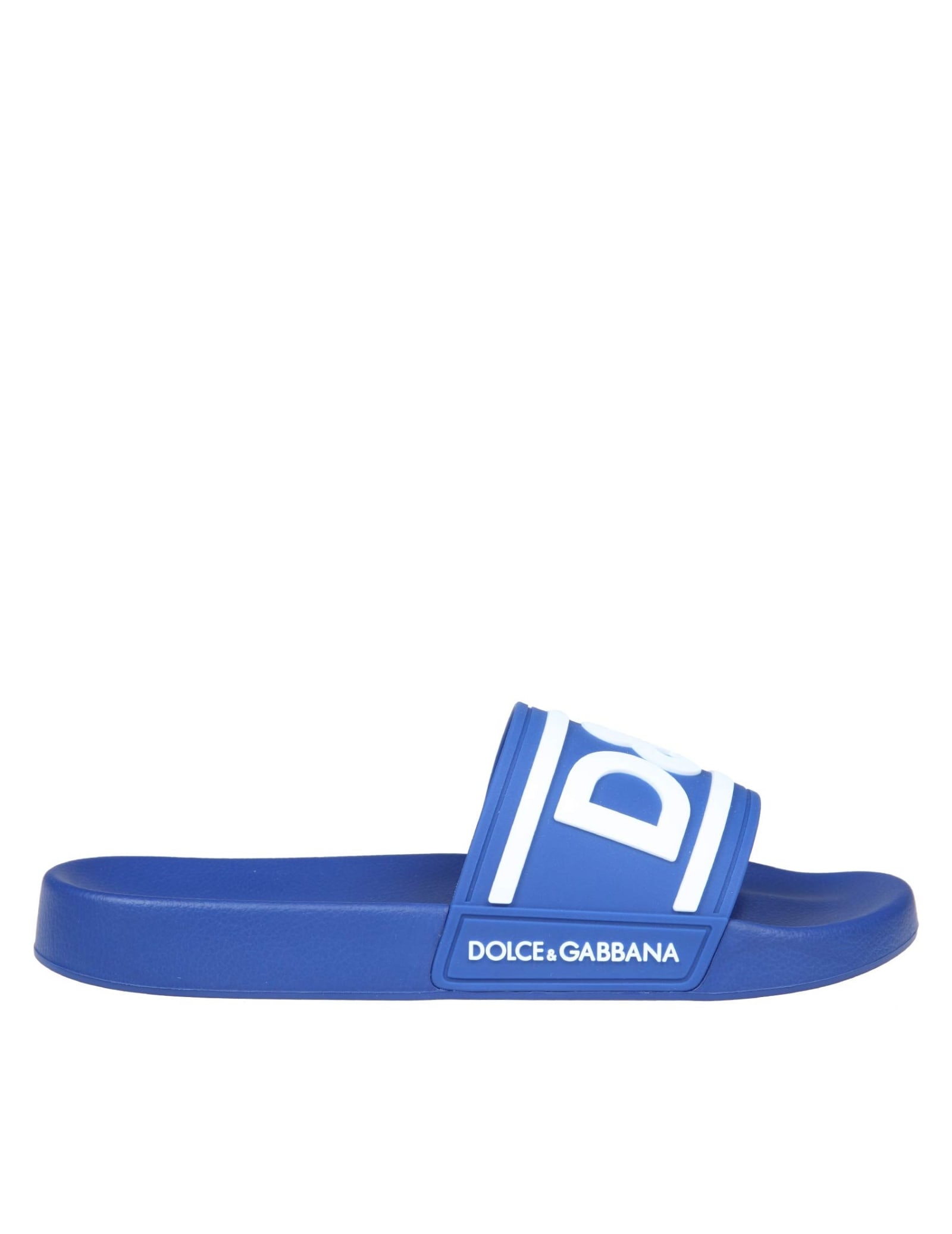 Dolce & Gabbana Rubber Slippers With Blue Color Logo