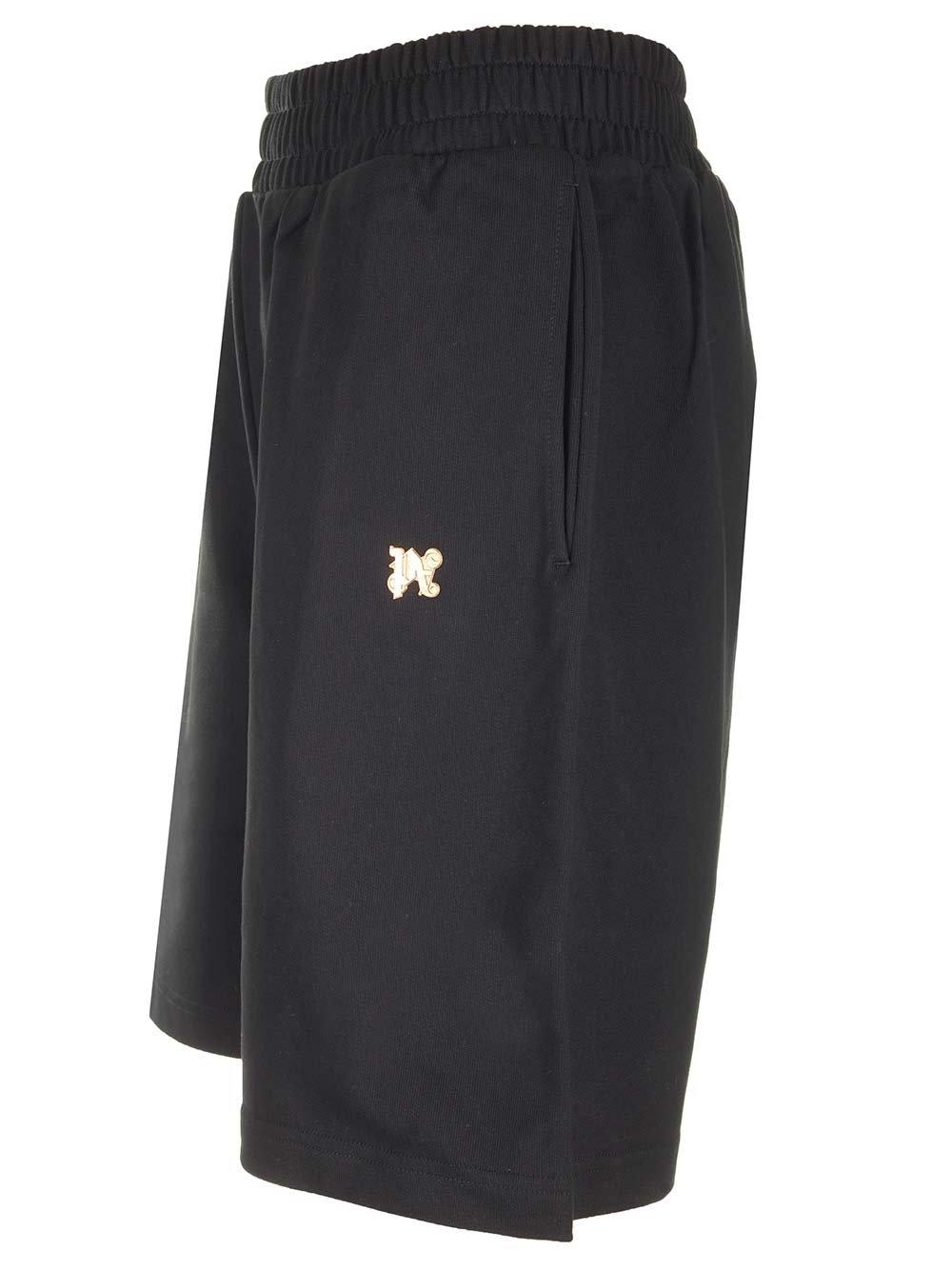 Shop Palm Angels Logo Plaque Sweat Shorts In Black