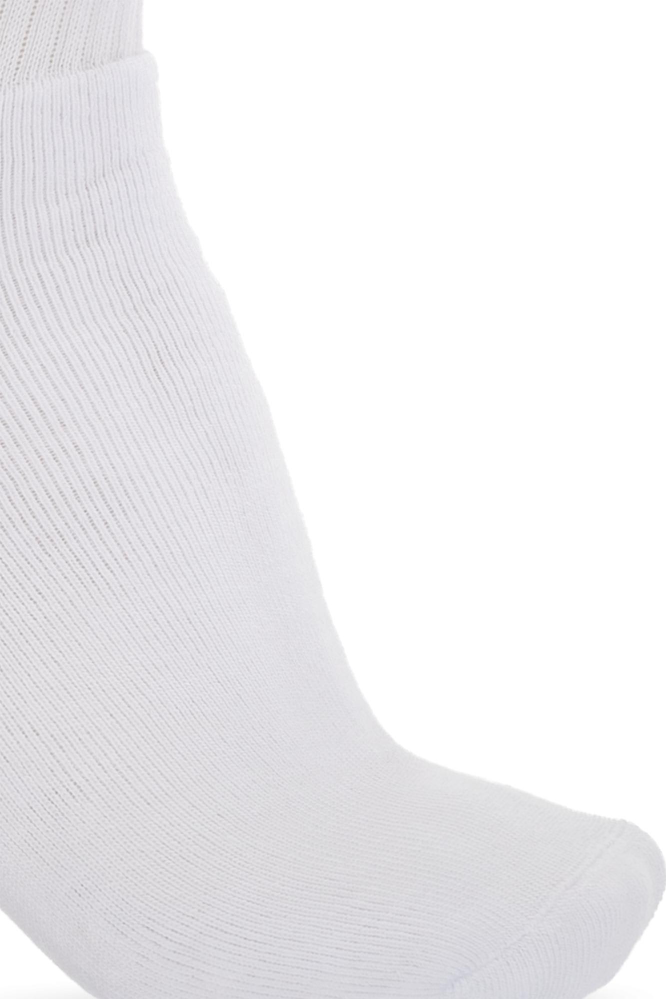 Shop Palm Angels Branded Socks In Bianco/nero