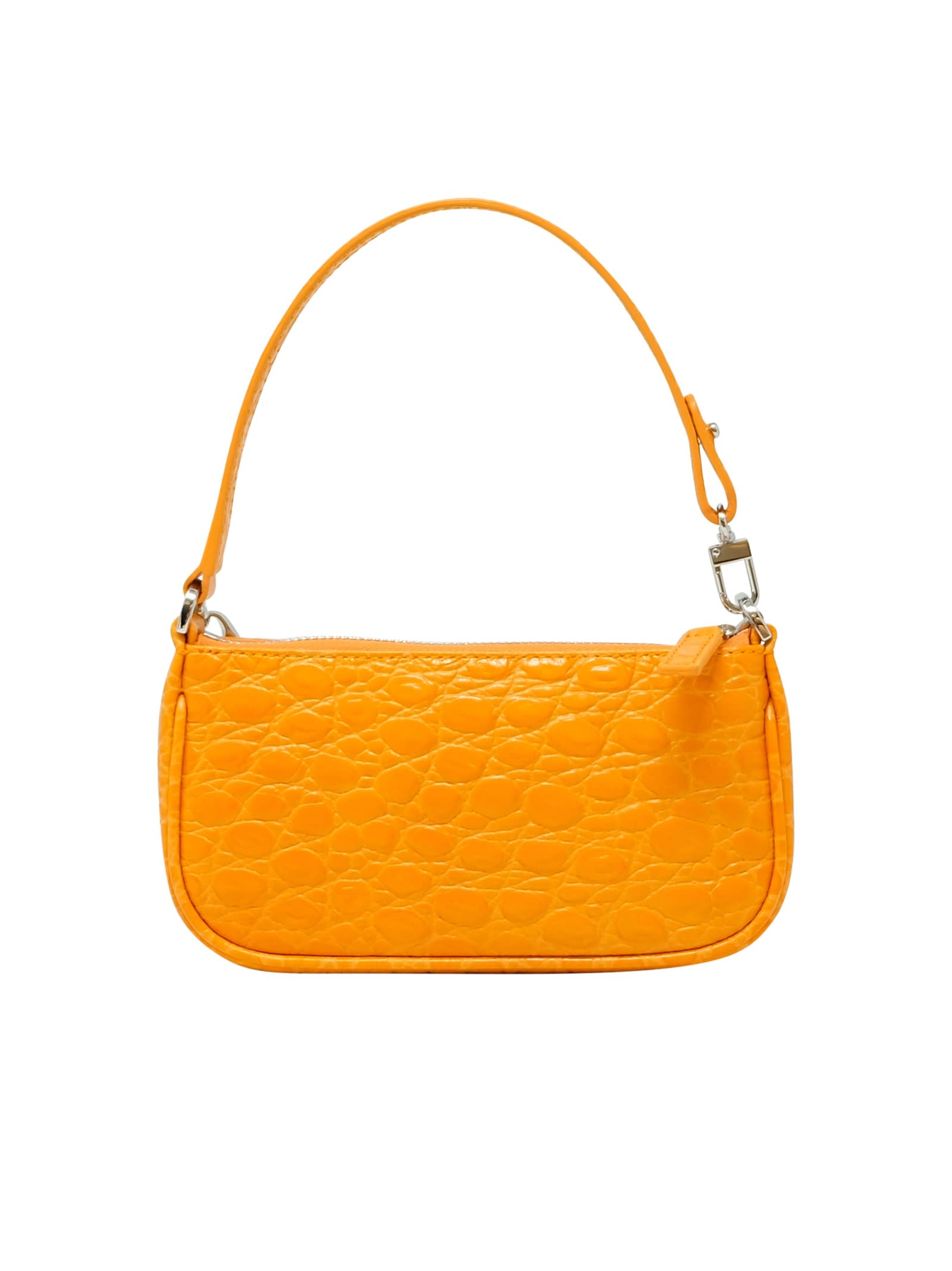 Shop By Far Mini Rachel Orange Croco Leather Handbag