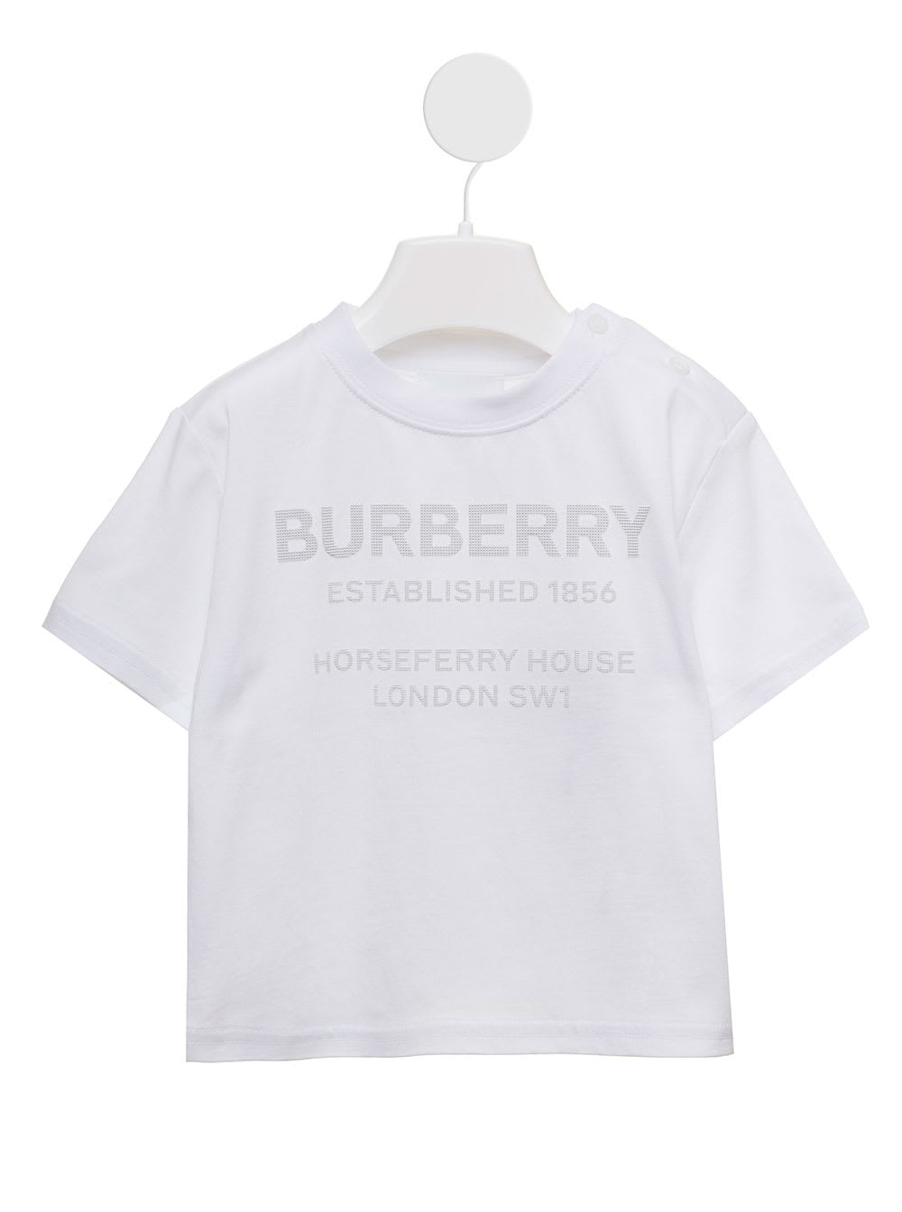 Burberry Kids Baby Boys White Cotton T-shirt With Logo