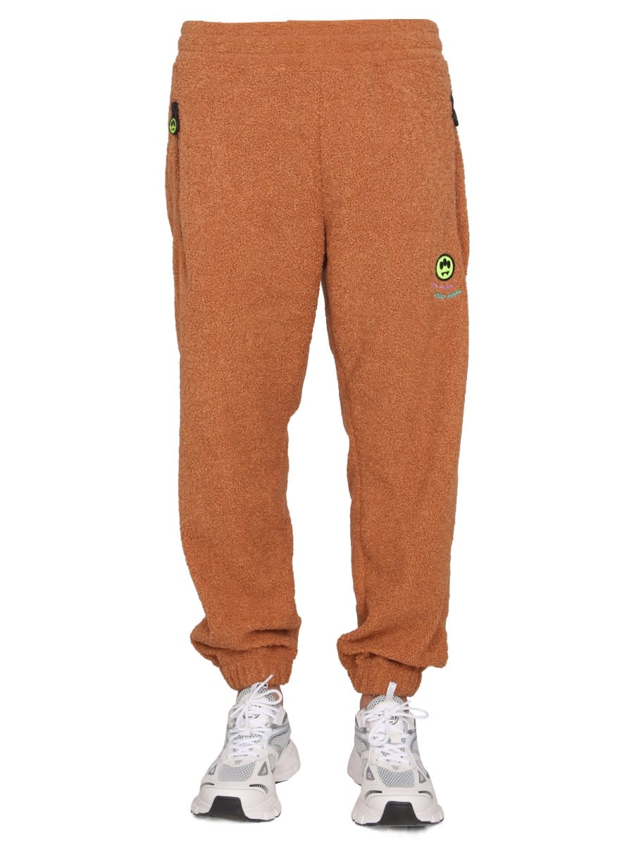 Barrow Textured Fabric Jogging Pants With Elastic Waistband In Orange