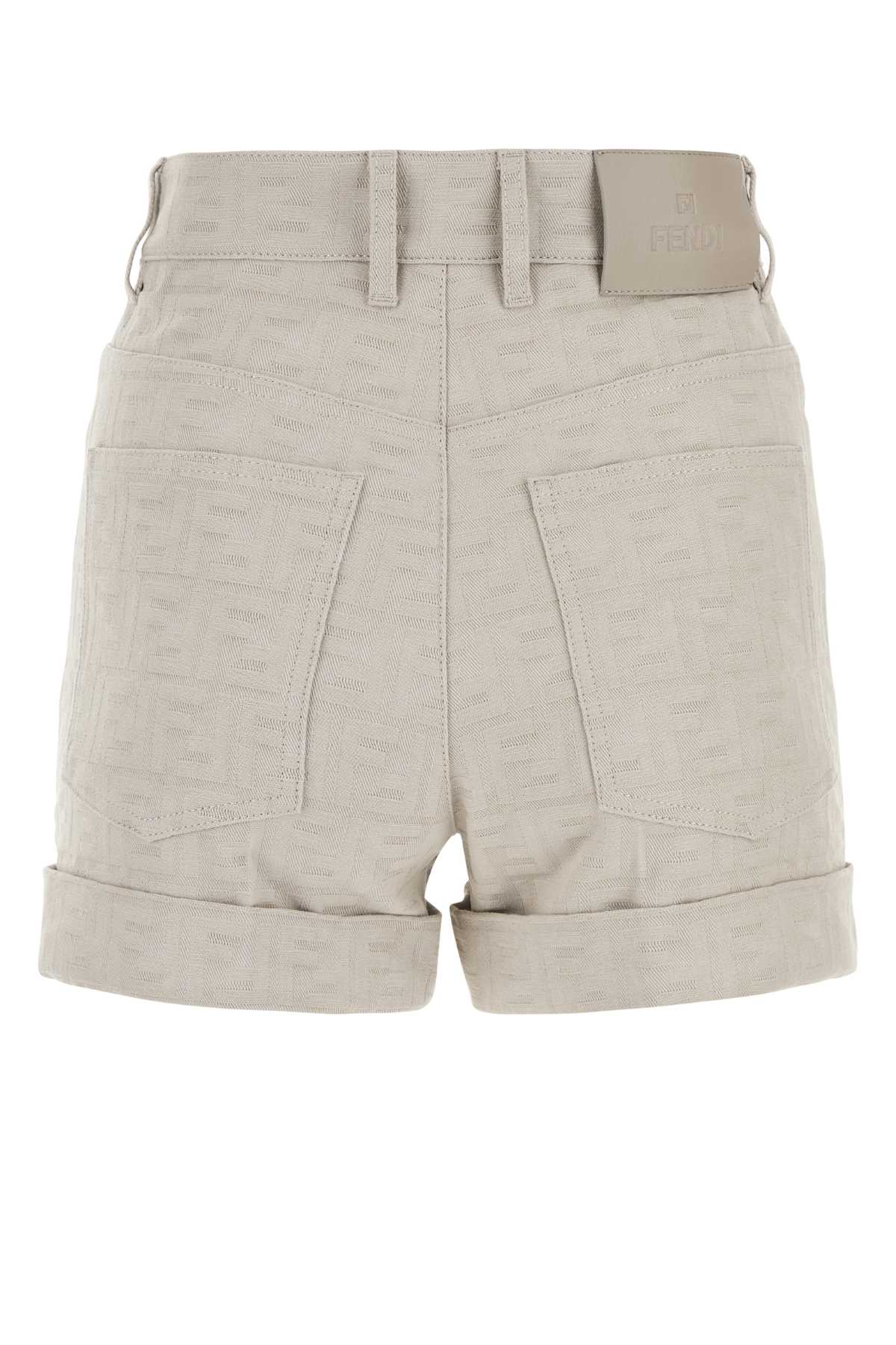 Fendi Sand Denim Shorts In Grey