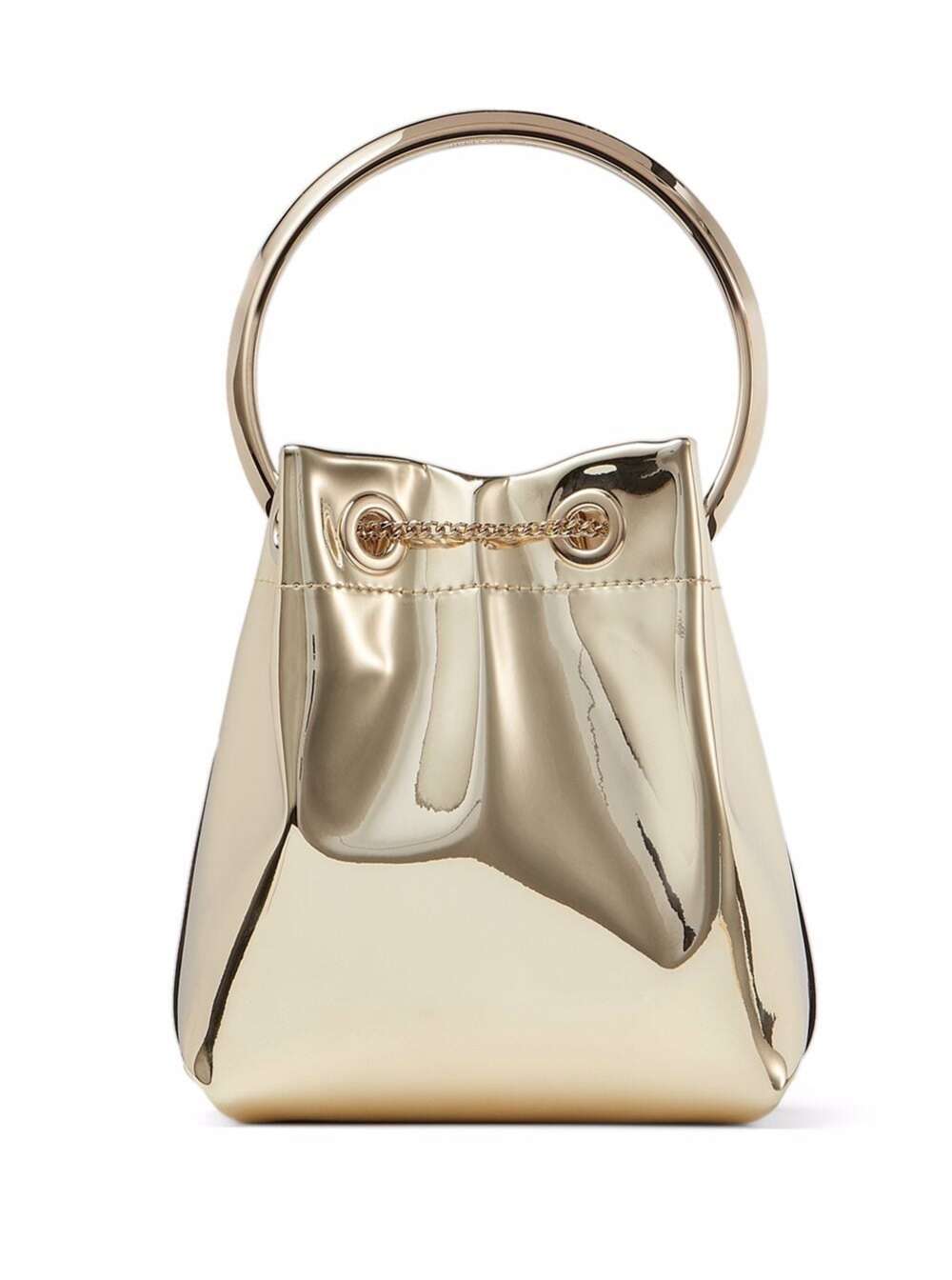 bon Bon Mini Gold-tone Handbag With Metal Bracelet Handle In Mirror Fabbric Woman