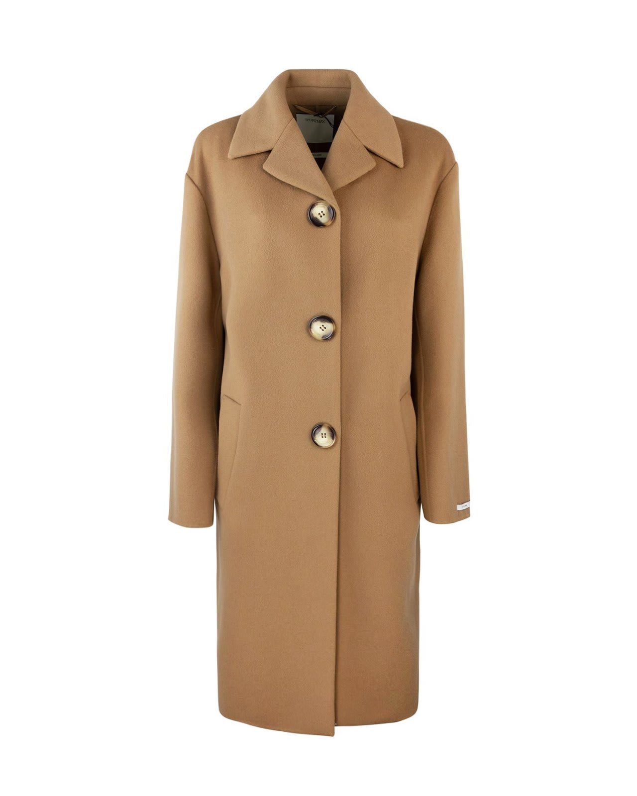 Shop Sportmax Buttoned Long-sleeved Coat In Camel