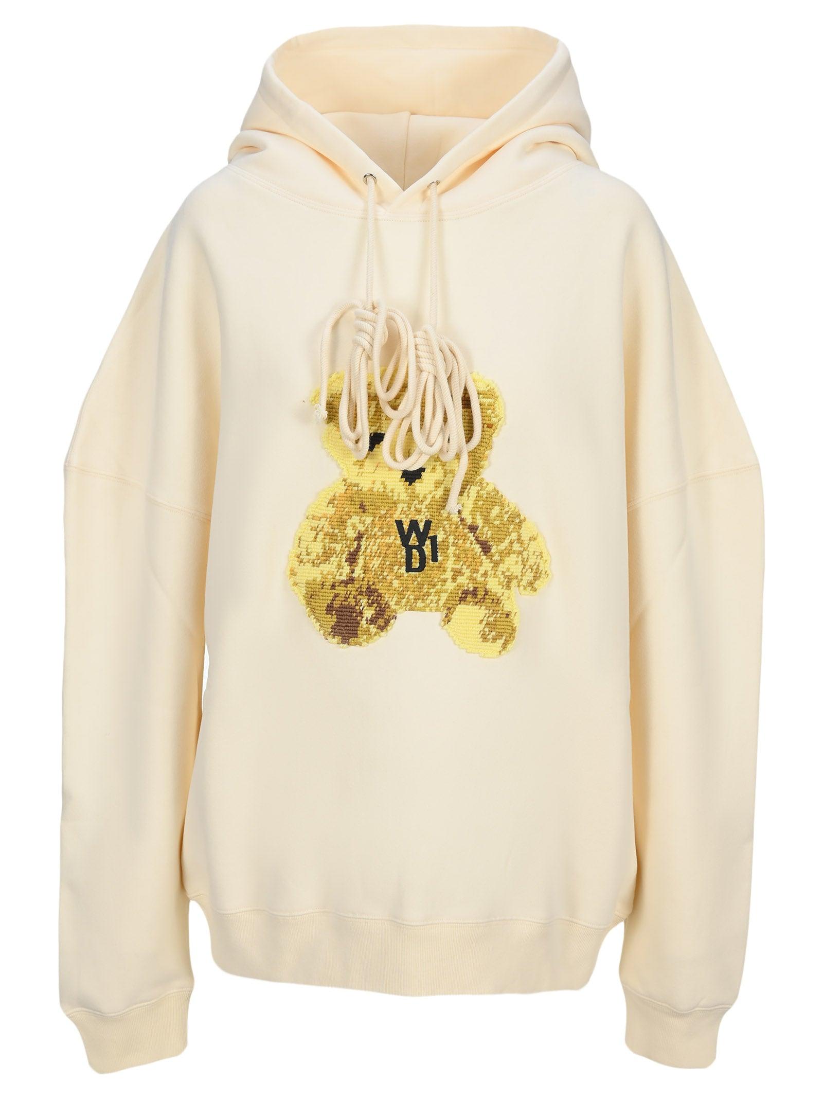 WE11 DONE Embroidered Teddy Drawstring Hoodie