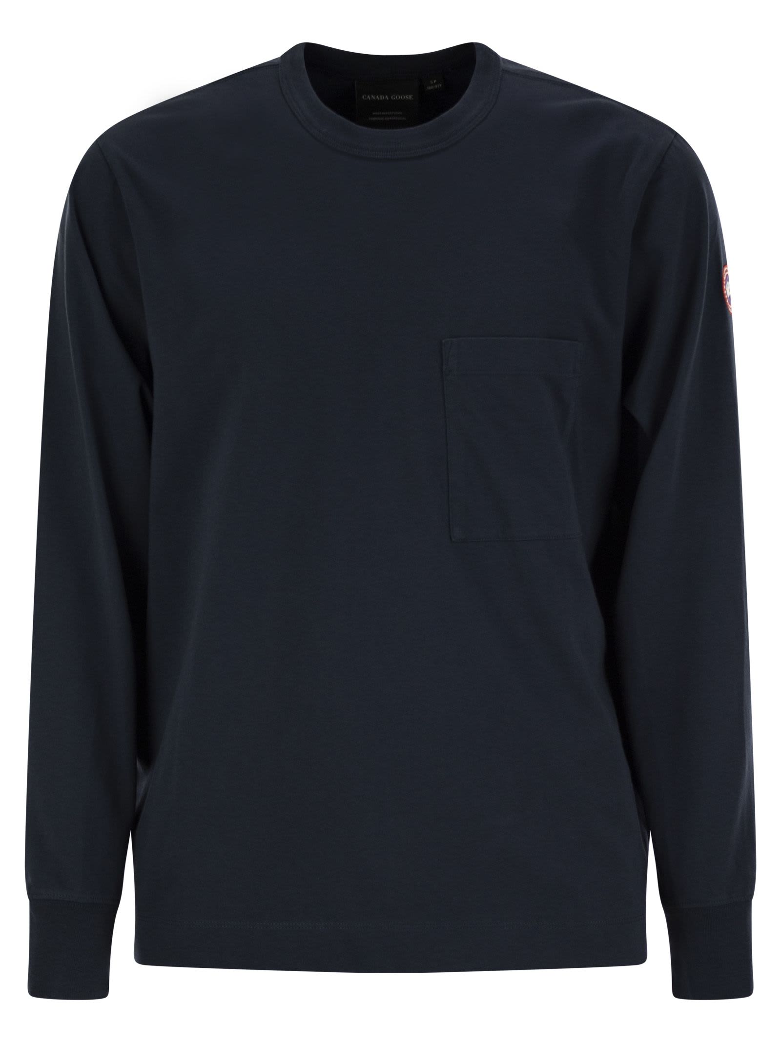 Shop Canada Goose Gladstone - T-shirt With Long Sleeves In Navy