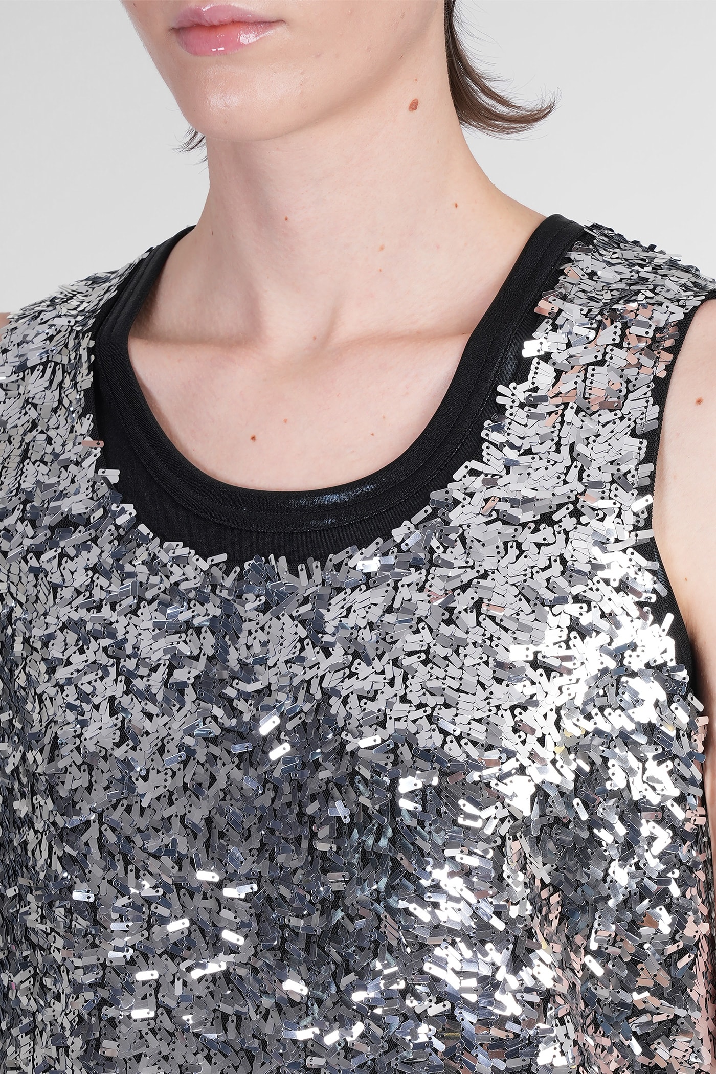 Shop Junya Watanabe Tank Top In Silver Polyester