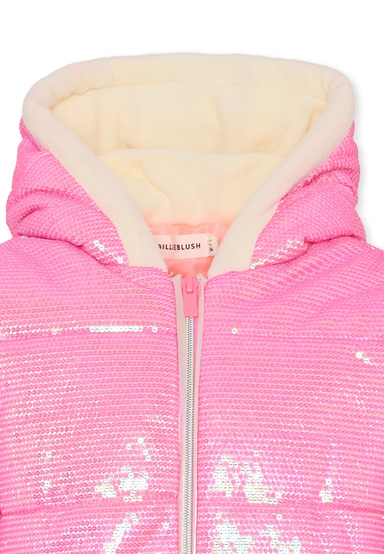 Billieblush Pink Down Jacket For Girl With Sequins In Pink