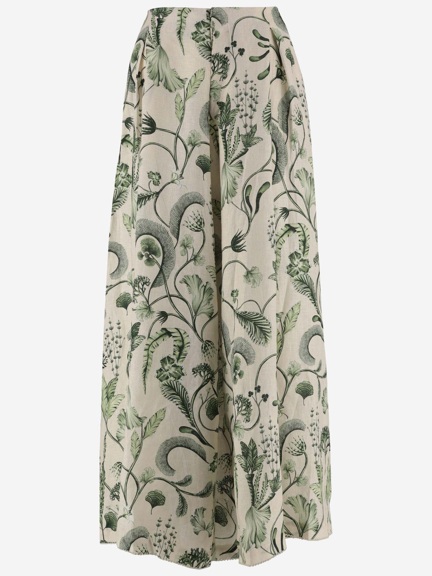 Linen Skirt With Floral Pattern