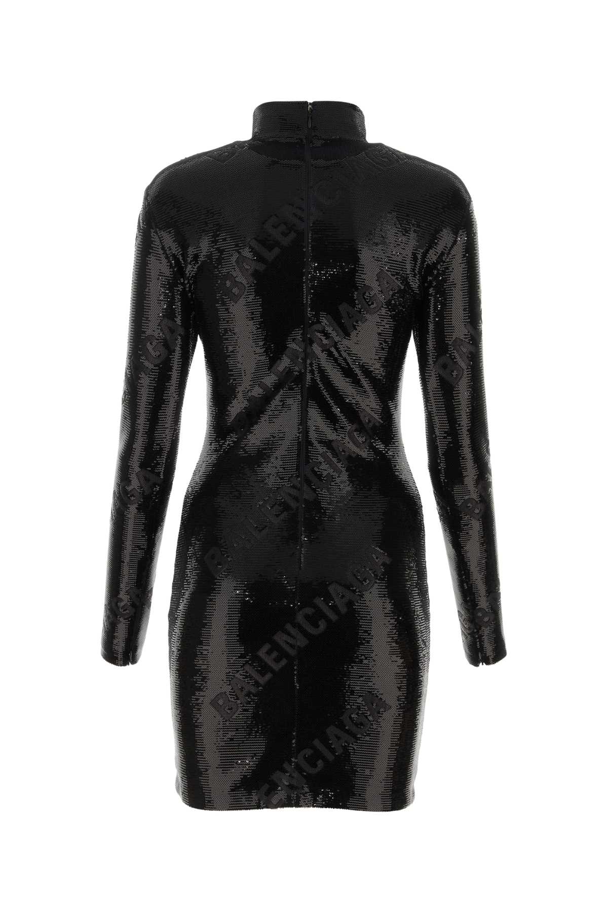 Shop Balenciaga Black Sequins Mini Dress In 1102