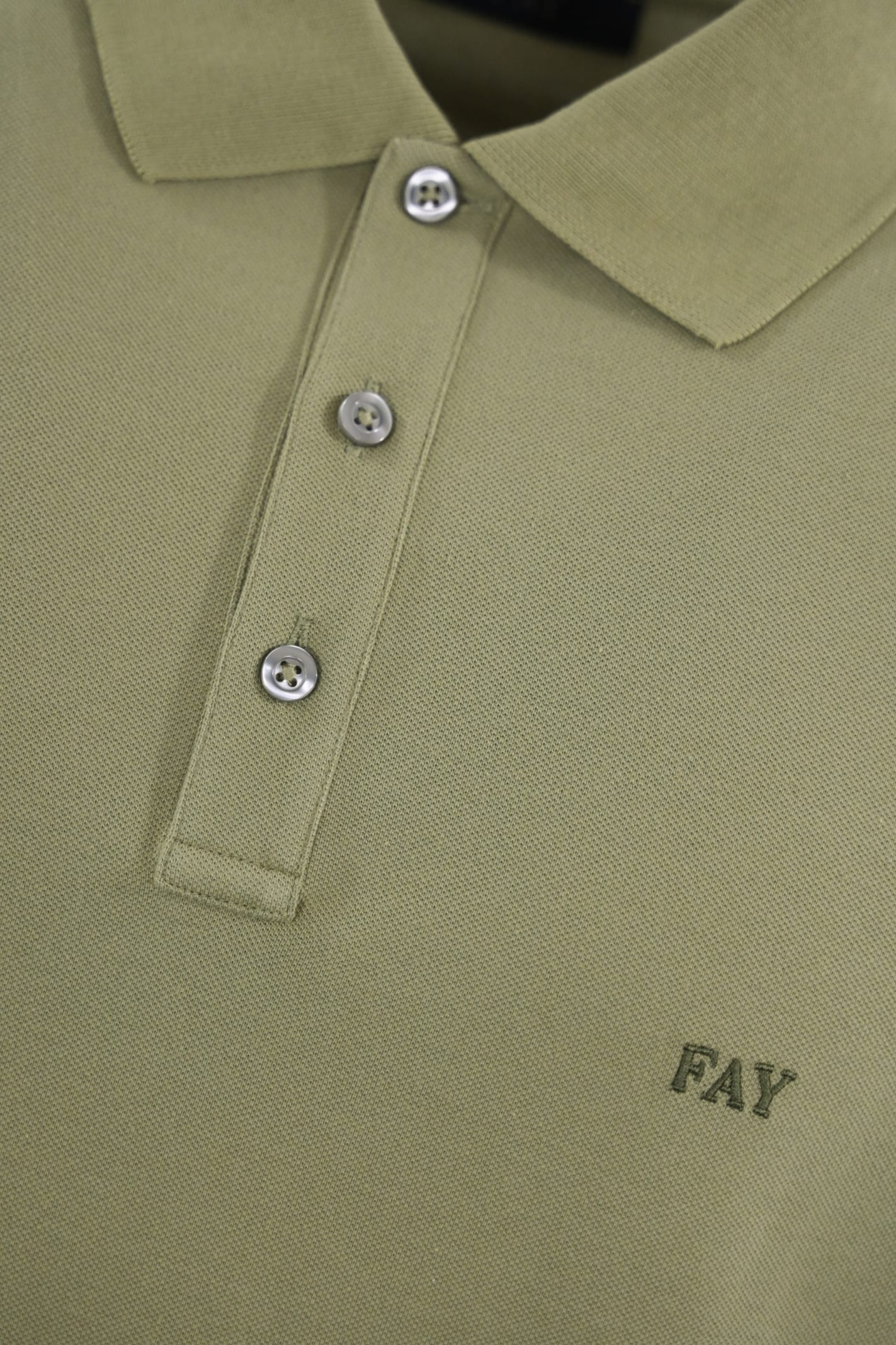 Shop Fay Stretch Cotton Polo Shirt In Kaki