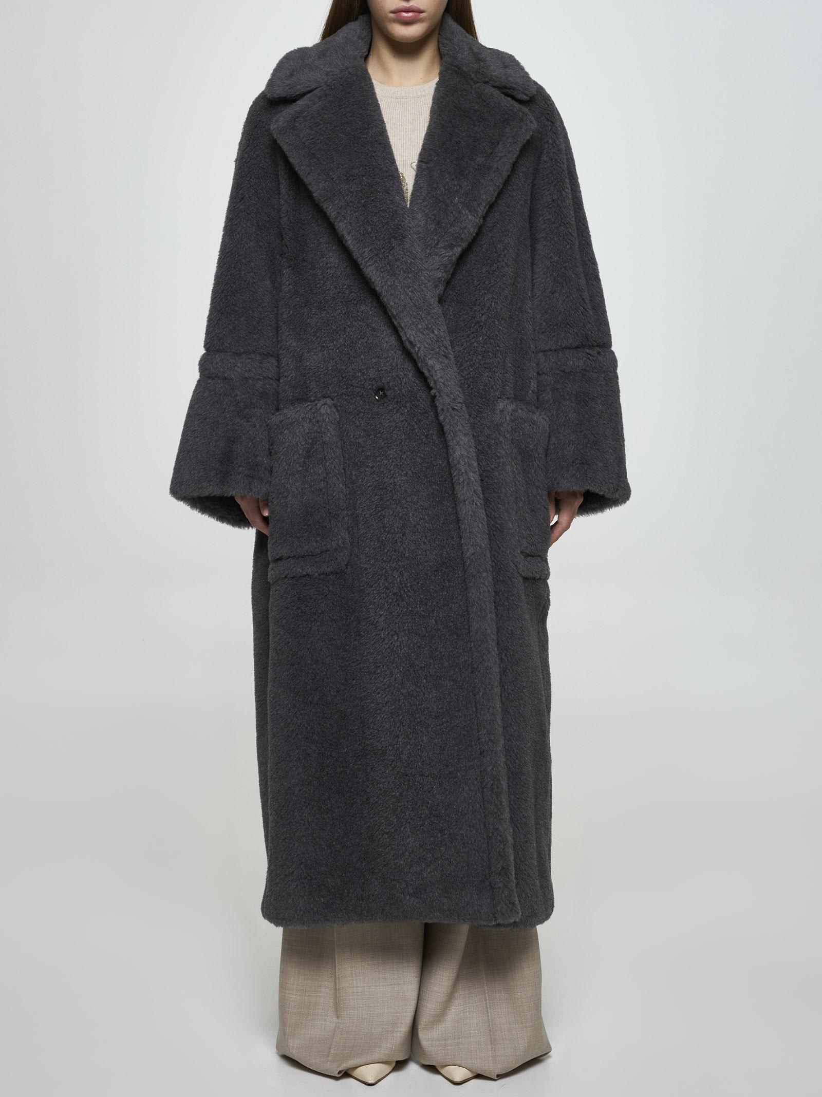 Shop Max Mara Kadiak Wool-blend Teddy Coat In Avio