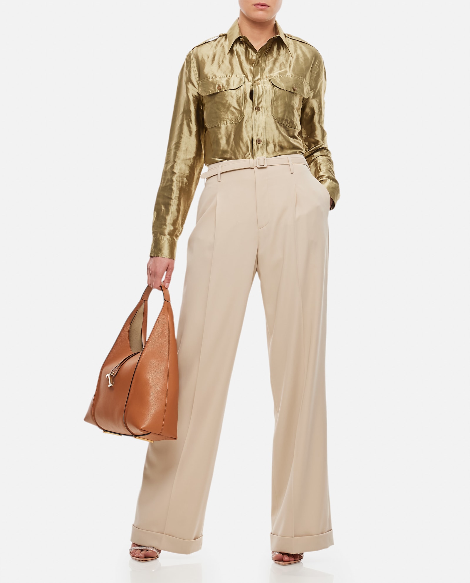 Ralph Lauren Acklie Straight Leg Wool Trousers In Neutral
