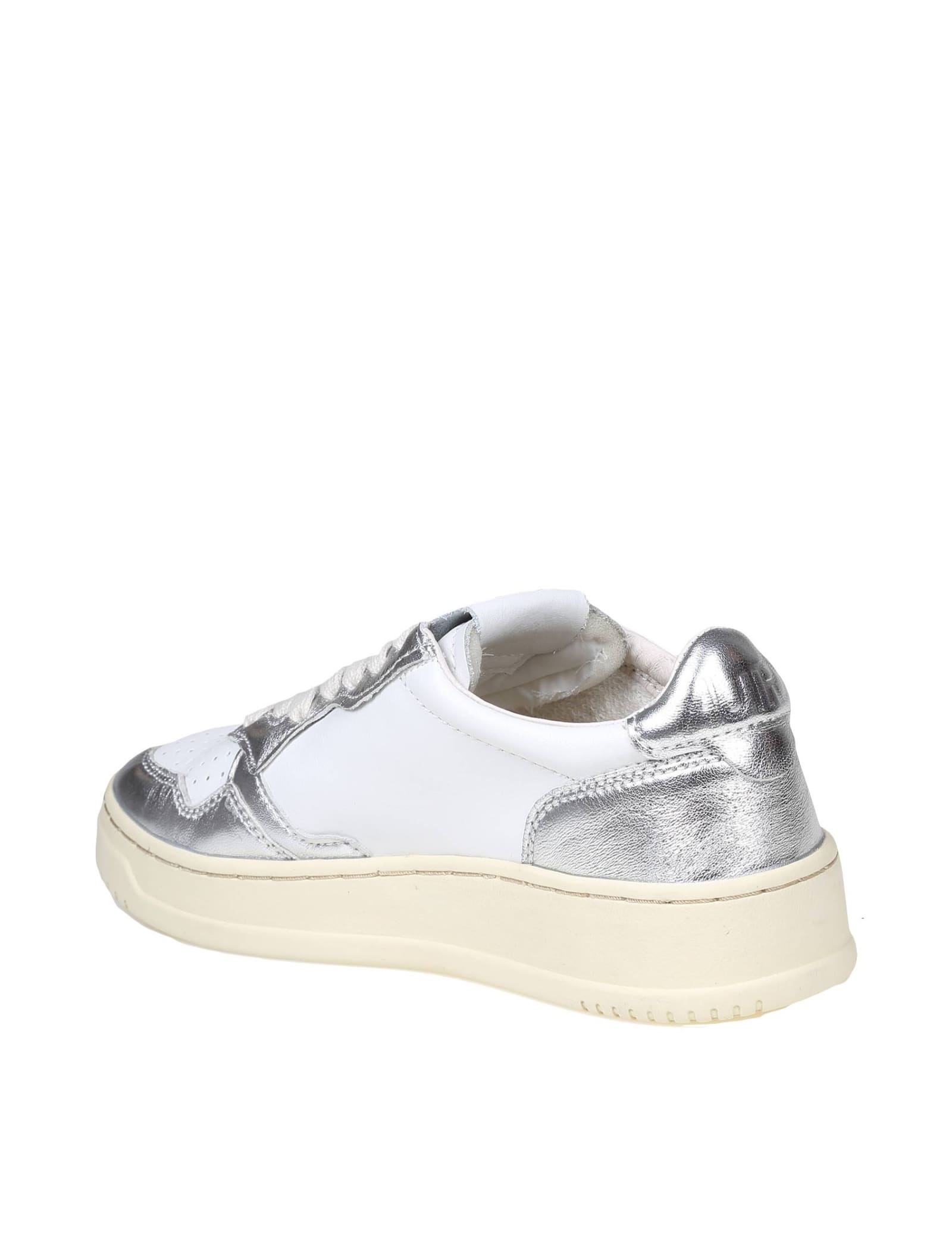 Shop Autry Sneakers In White And Silver Leather In White/silver